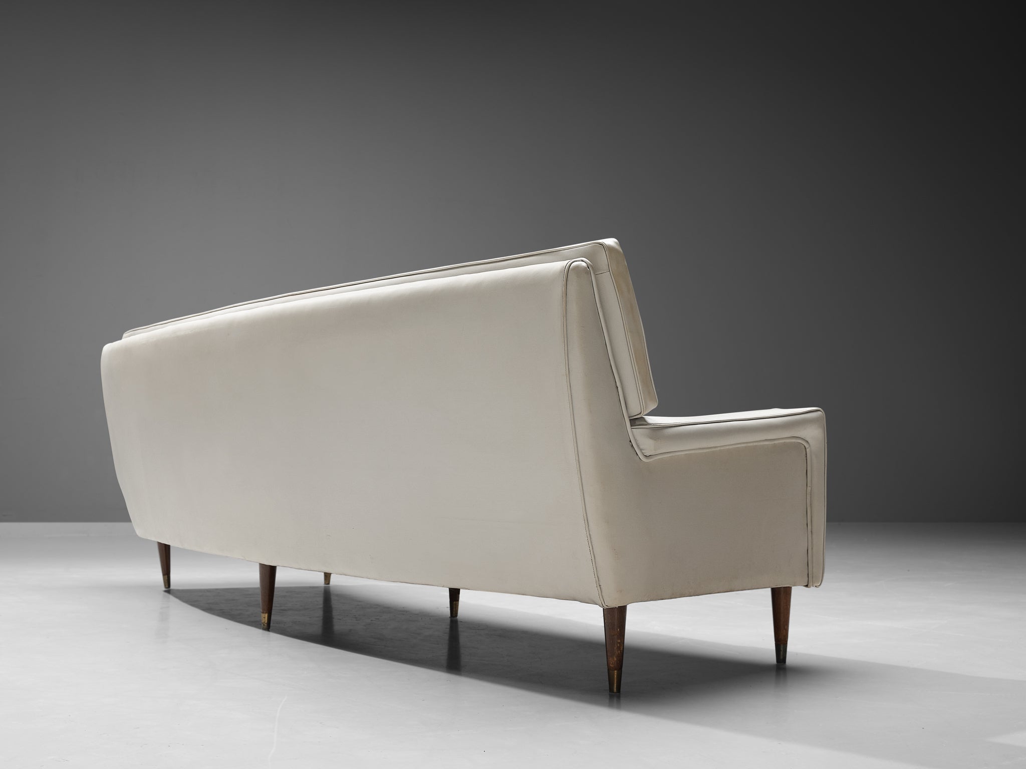 Elegant Italian Sofa in White Leatherette and Floral Upholstery seating Morentz