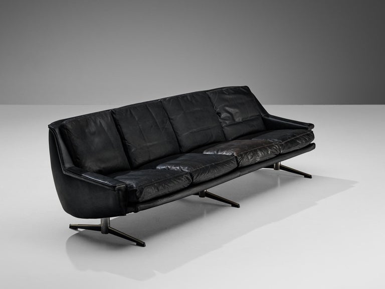 Werner Langenfeld for ESA Sofa in Black Leather and Metal
