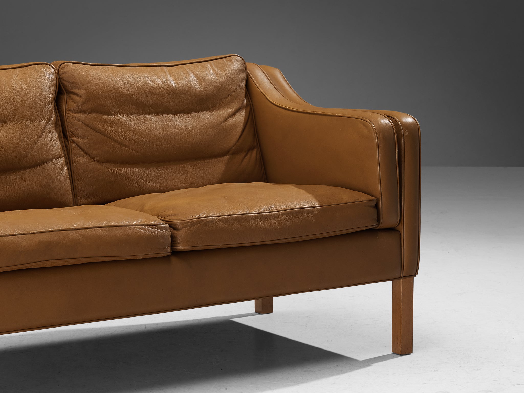 Danish Two Seat Sofa in Cognac Leather Seating Morentz
