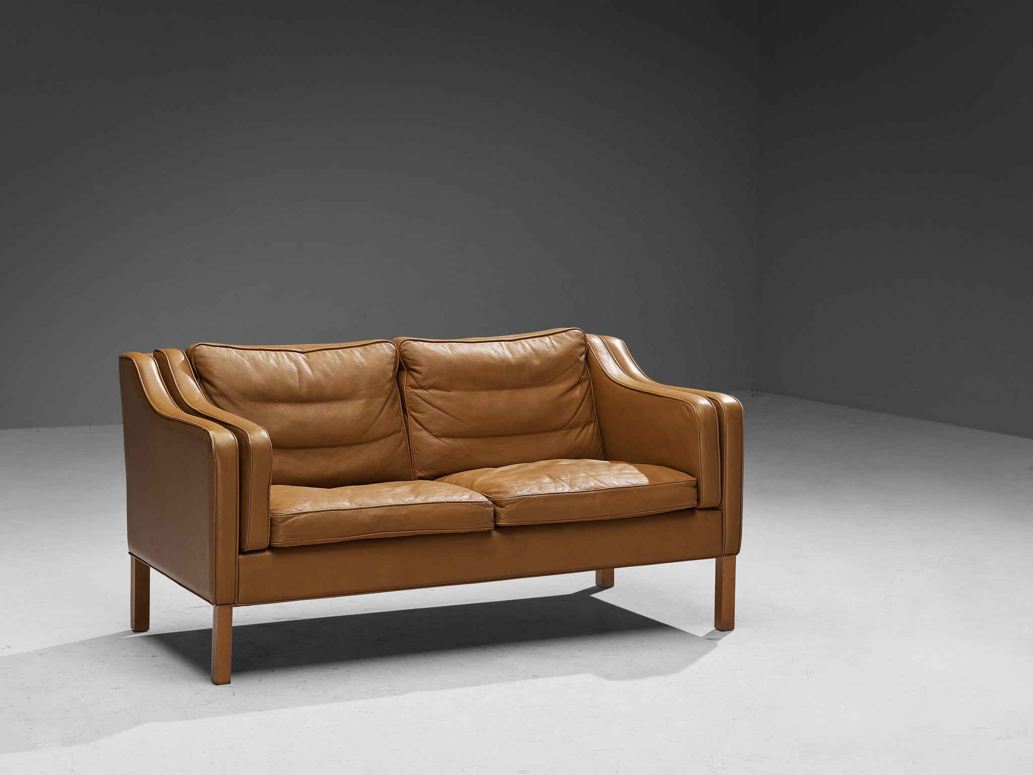 Danish Two Seat Sofa in Cognac Leather Seating Morentz