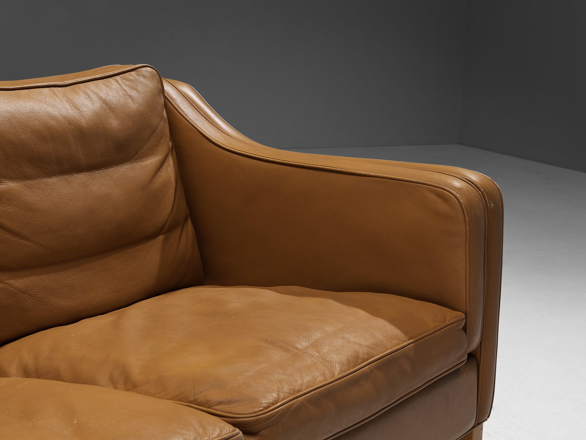 Danish Two Seat Sofa in Cognac Leather Seating Morentz