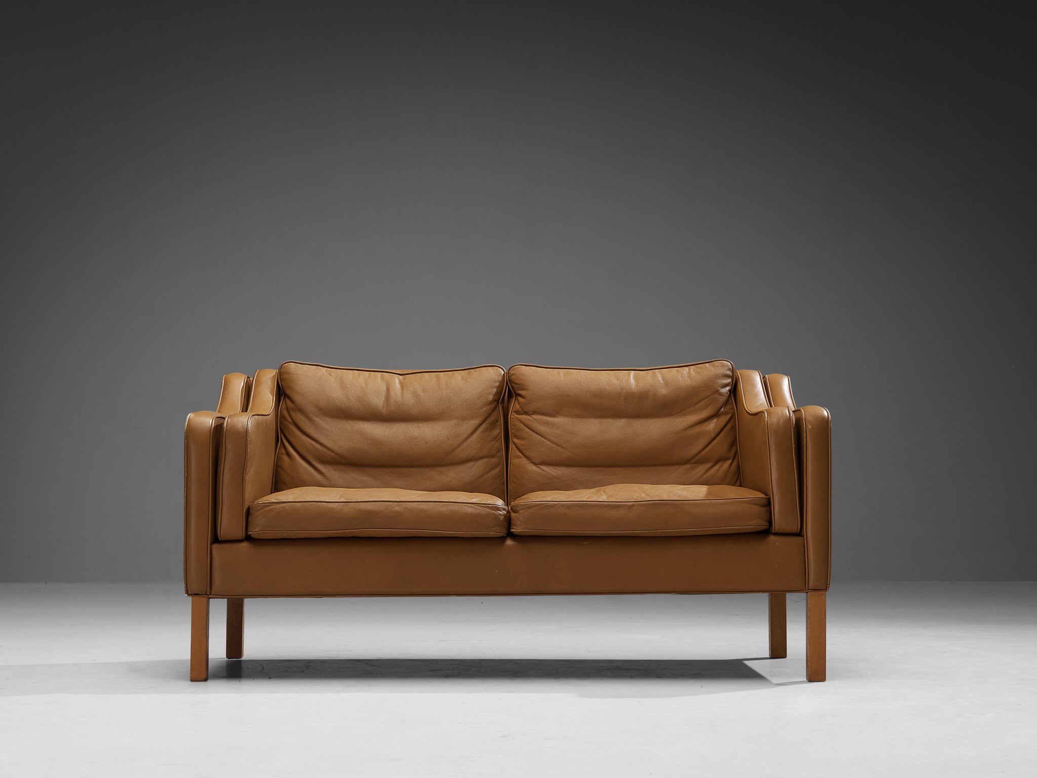 Danish Two Seat Sofa in Cognac Leather Seating Morentz