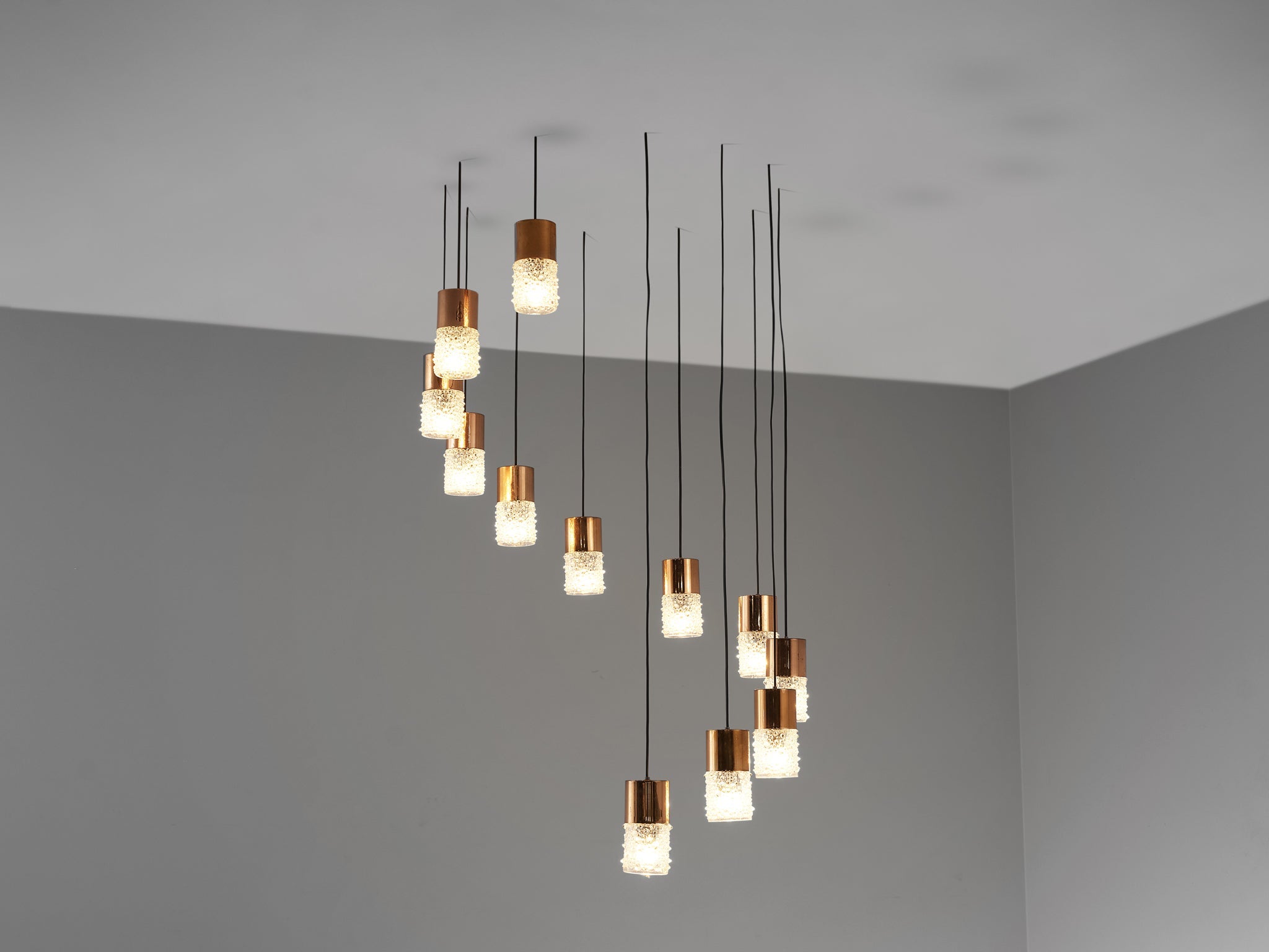 Small Pendants in Copper and Moulded Glass lighting Morentz