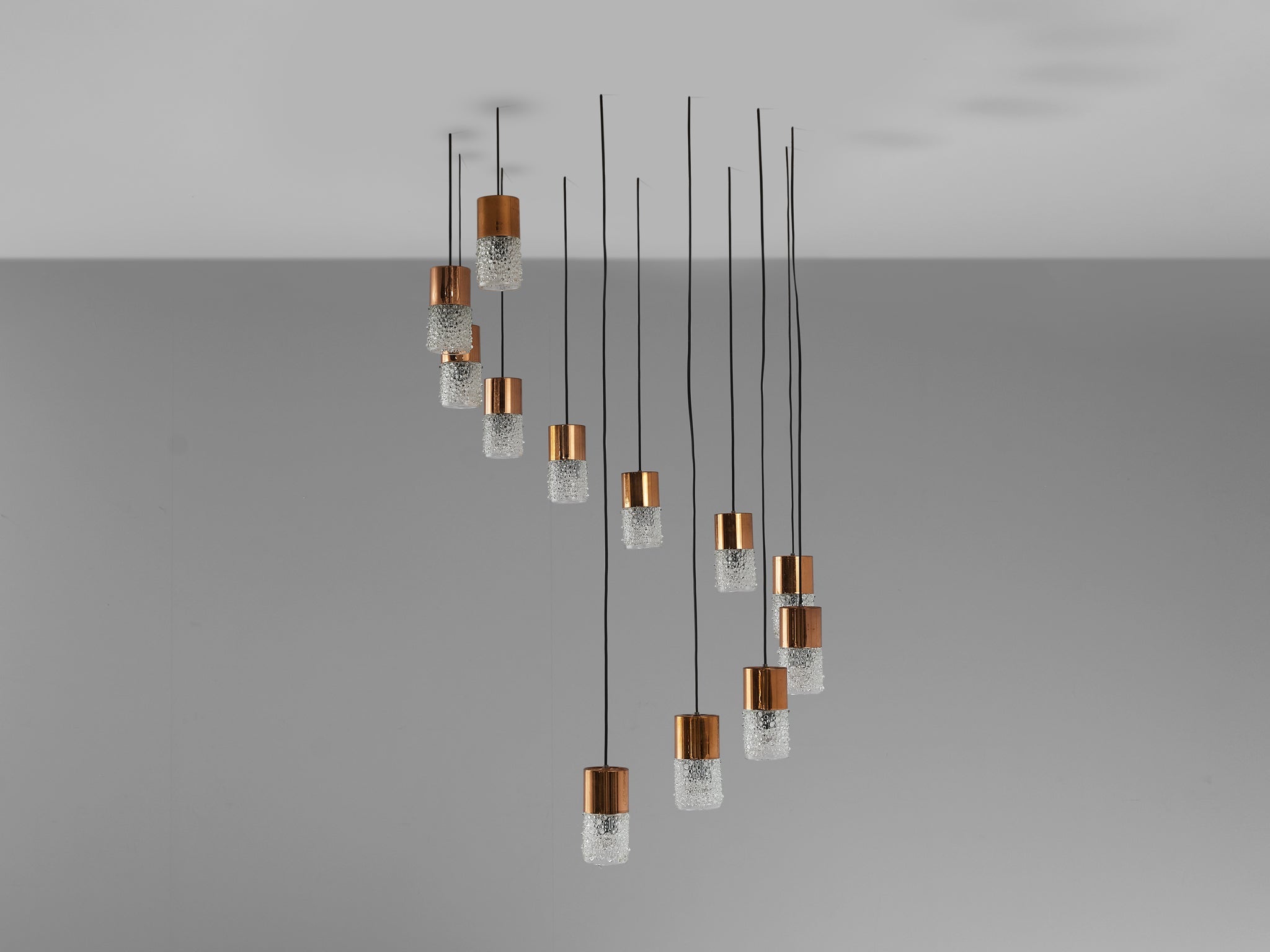 Small Pendants in Copper and Moulded Glass lighting Morentz