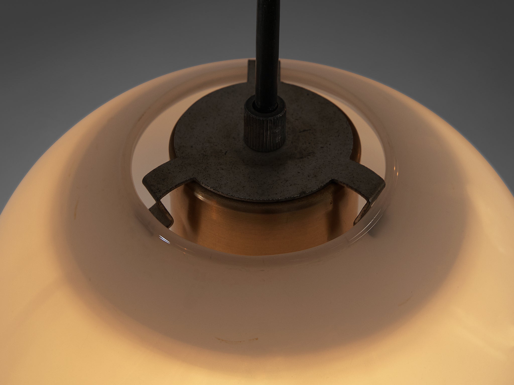 Mid-Century Pendants in White Opaque to Clear Glass Lighting Morentz