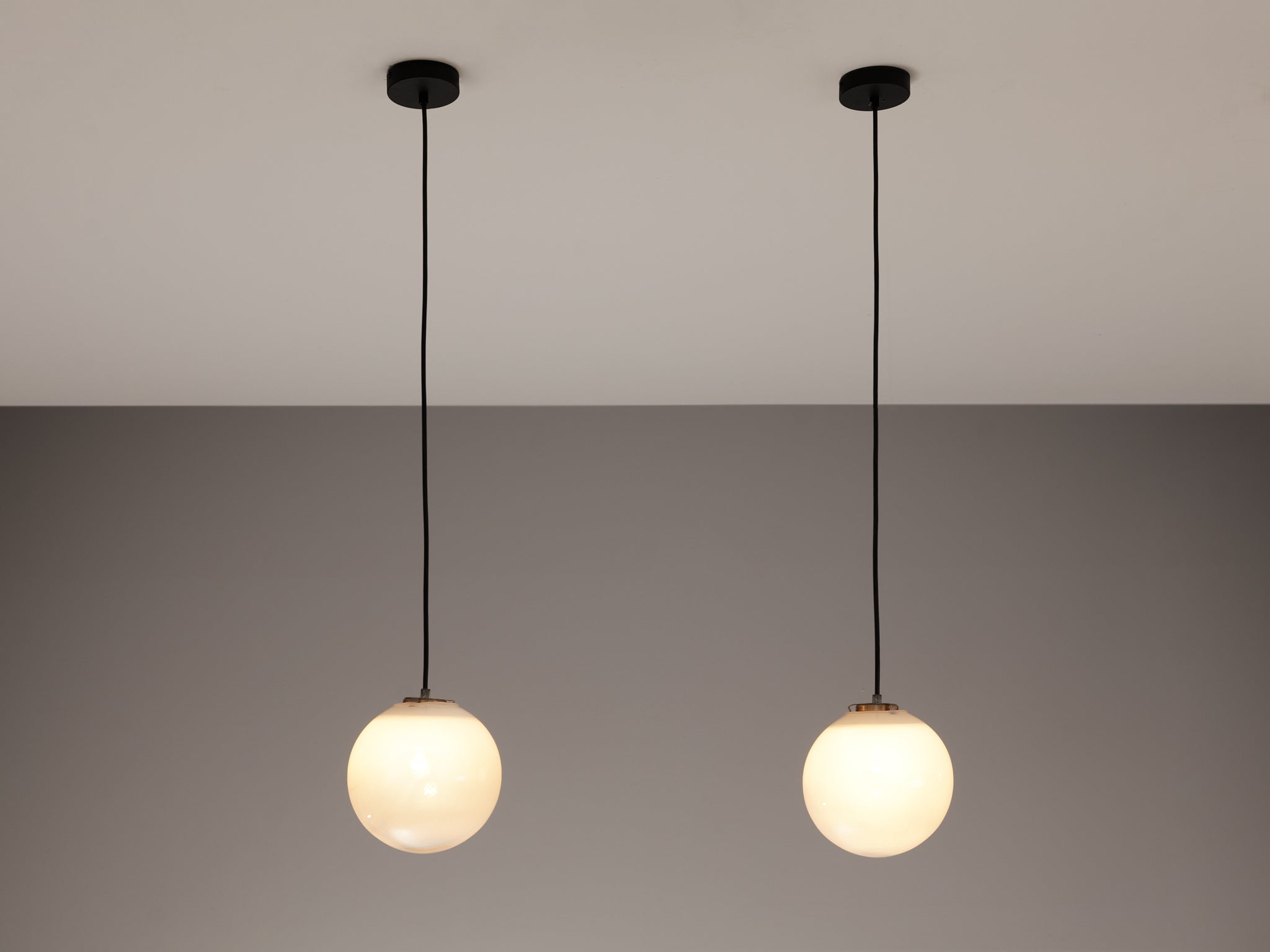 Mid-Century Pendants in White Opaque to Clear Glass Lighting Morentz