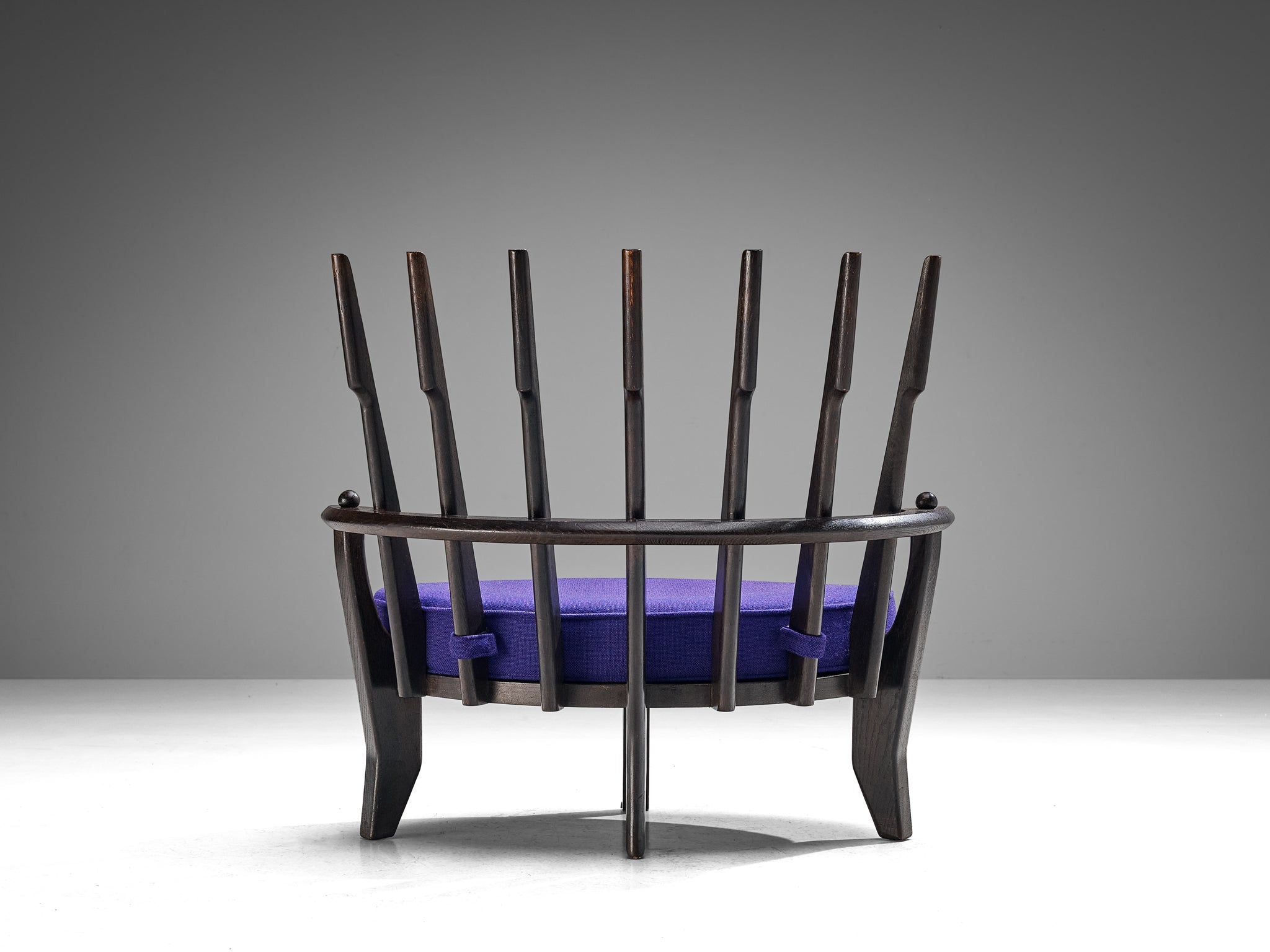 Guillerme & Chambron 'Tricoteuse' Lounge Chair in Black Lacquered Oak seating Morentz