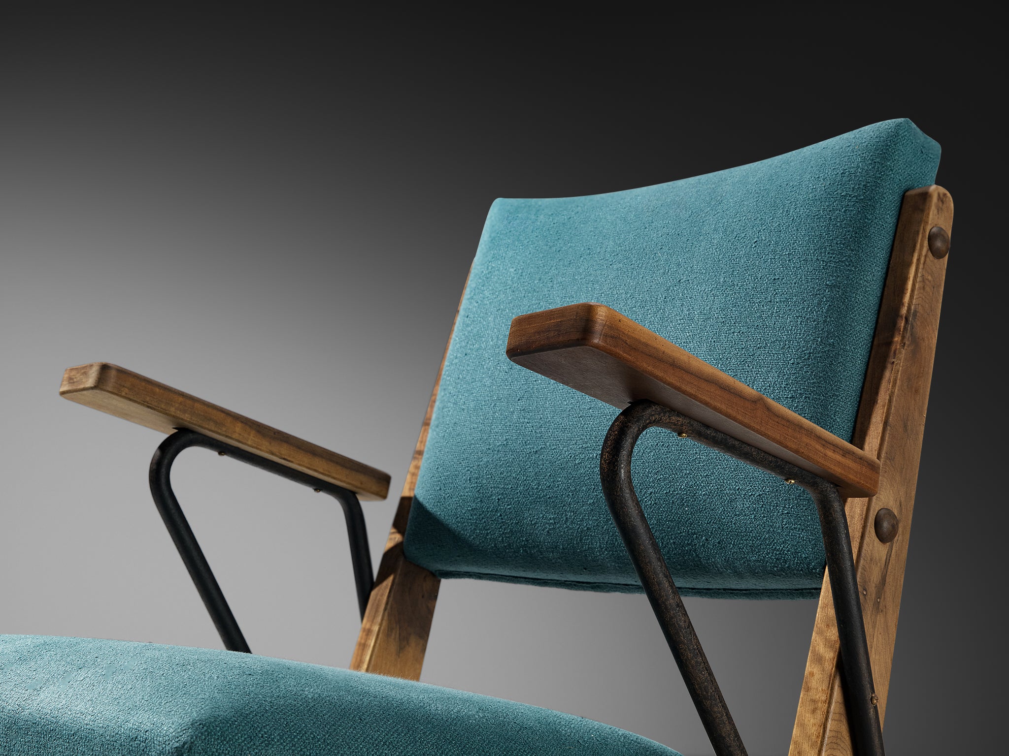 Rare Moyses B. Klajn for Moveis Leal Pair of Lounge Chairs with Iron Frame Seating Morentz