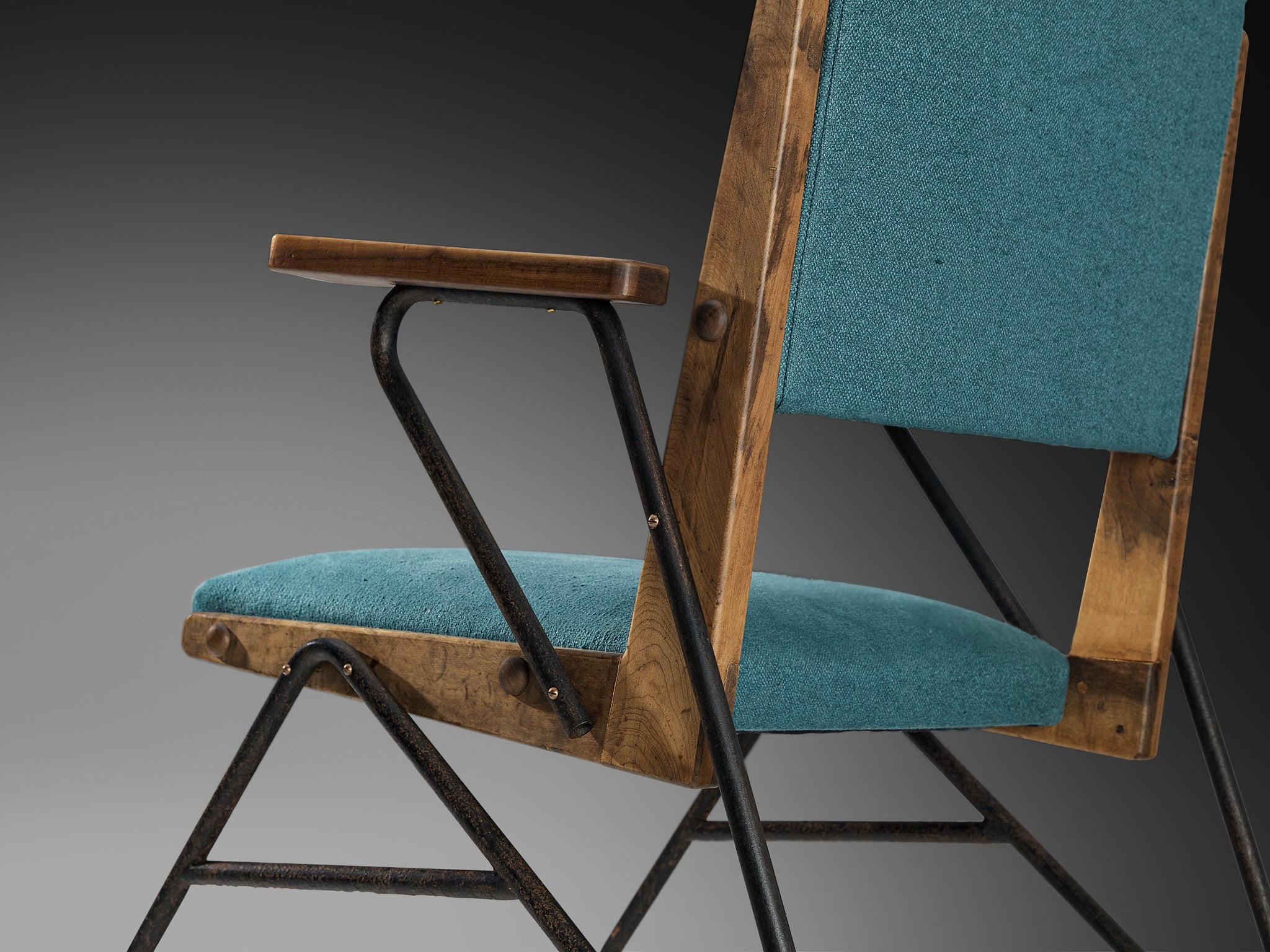 Rare Moyses B. Klajn for Moveis Leal Pair of Lounge Chairs with Iron Frame Seating Morentz