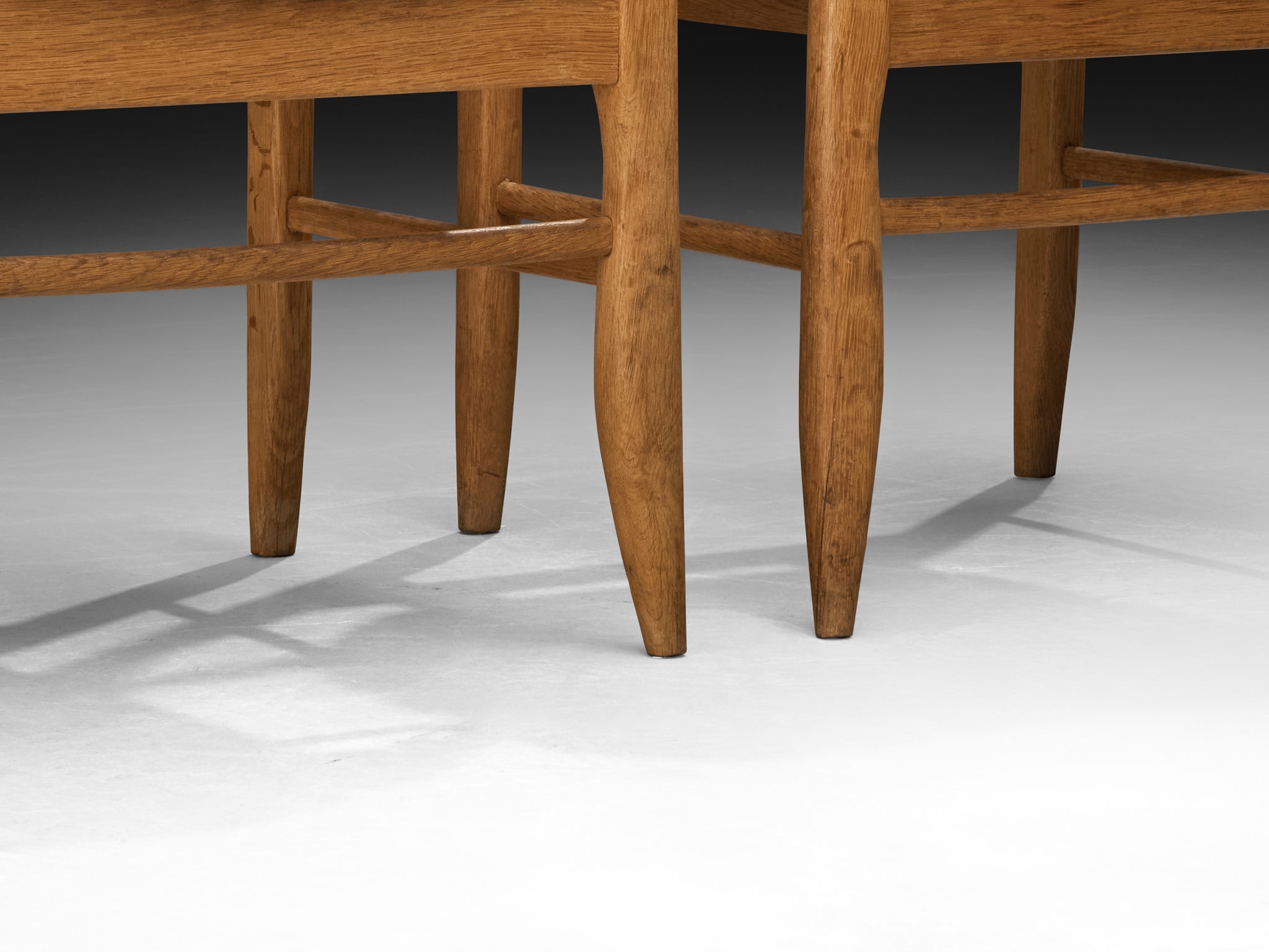 Guillerme & Chambron Pair of 'Fumay' Dining Chairs in Solid Oak Seating Morentz