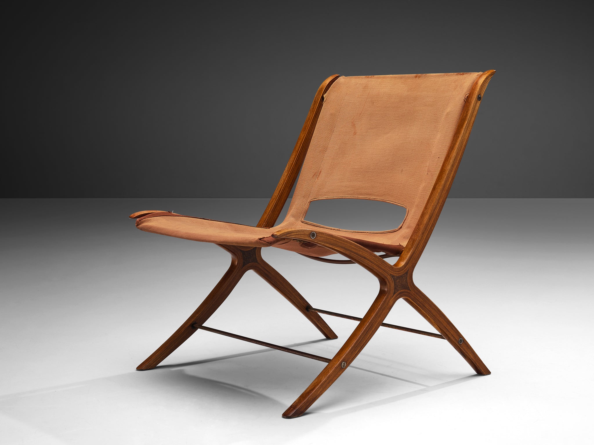 Peter Hvidt & Orla Molgaard Nielsen 'X' Chair in Cognac Brown Canvas