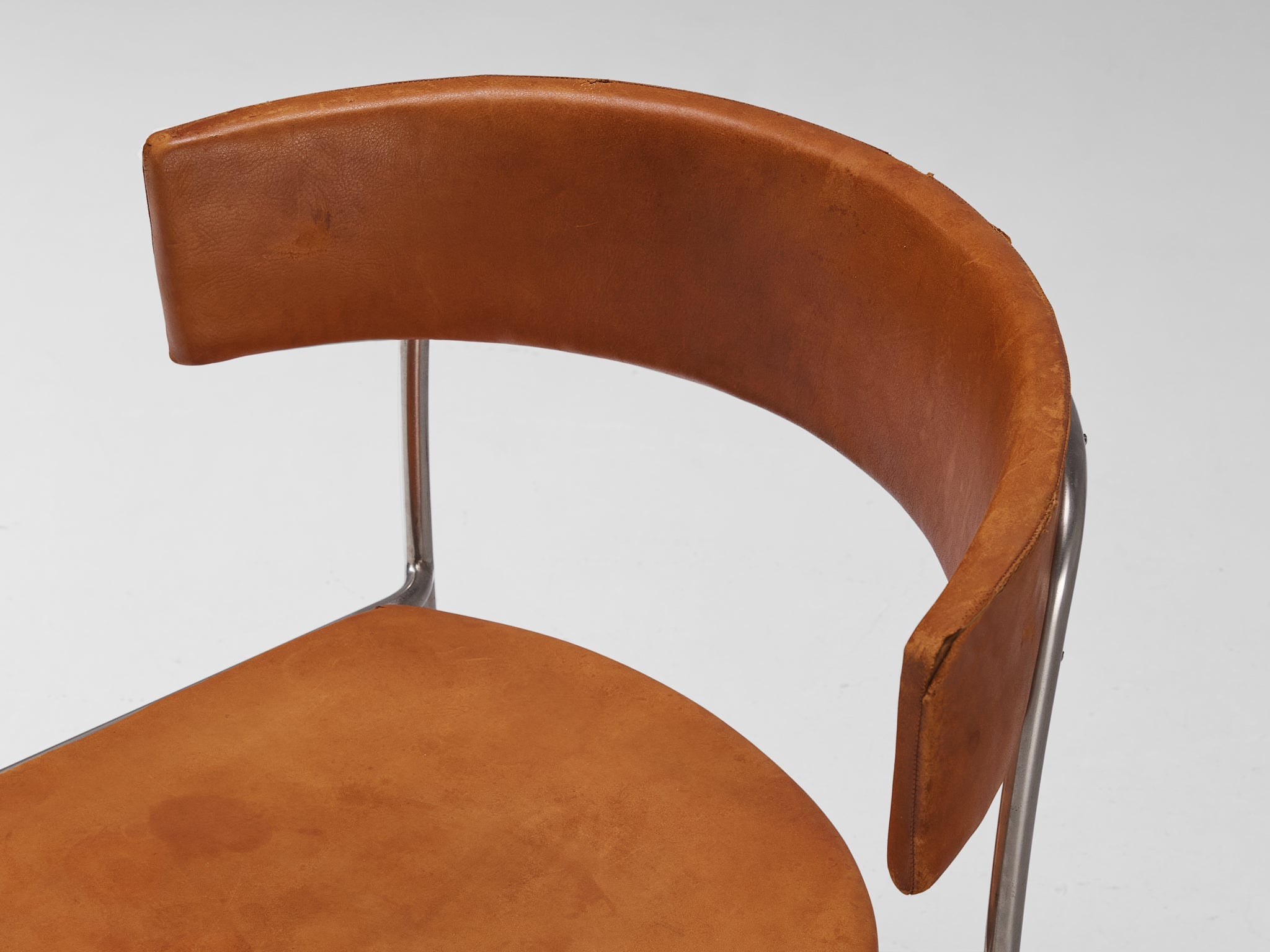 Erik Karlström Side Chair in Leather and Chromed Steel seating Morentz