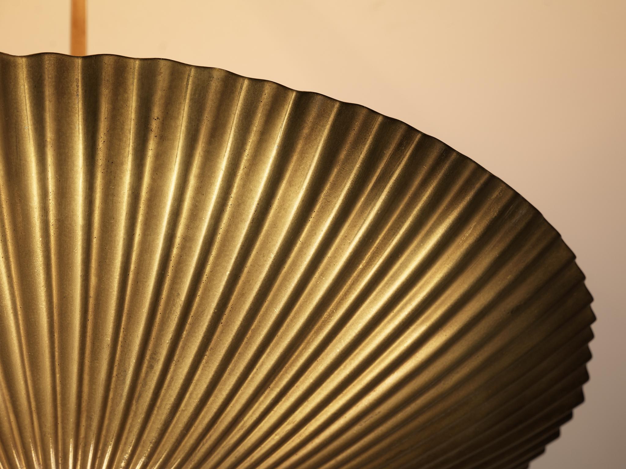 Paavo Tynell for Idman Rare Pendant Lamp with Textured Surface in Brass