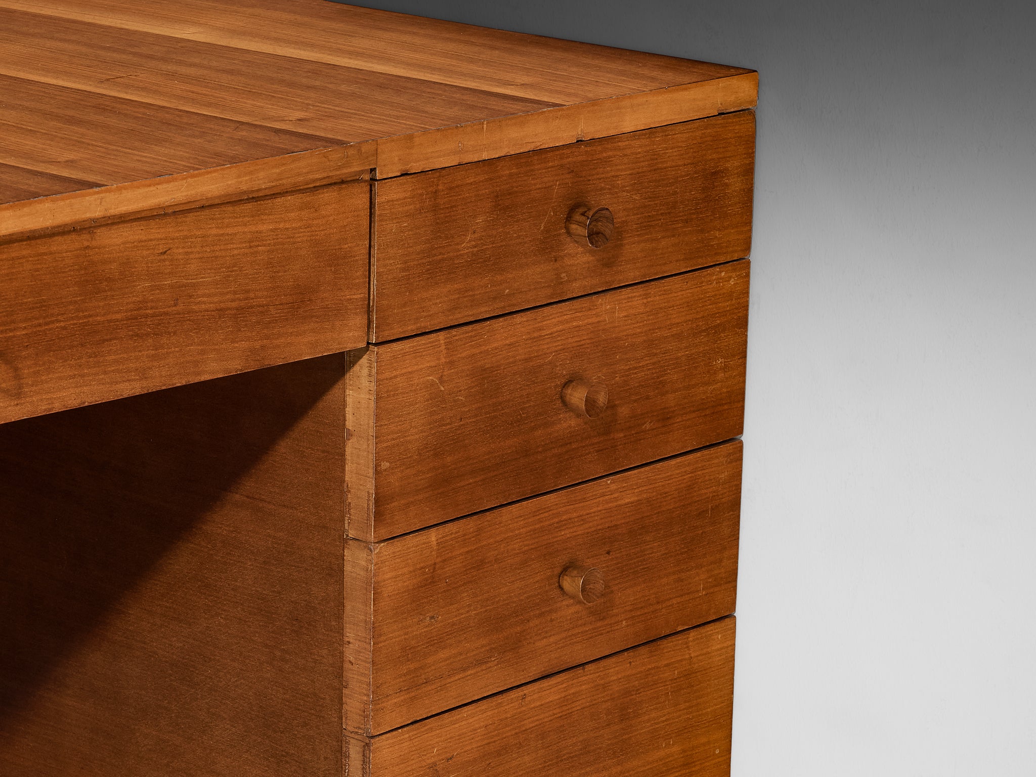 Unique Italian Duo Desk in Walnut with Marquetry Tables Morentz