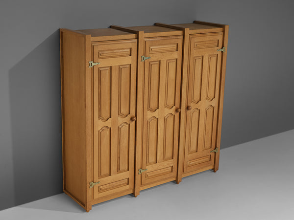 Guillerme & Chambron Highboard in Oak and Brass