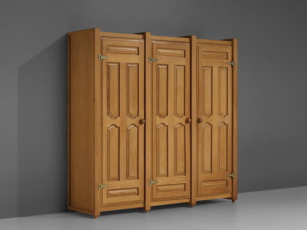 Guillerme & Chambron Highboard in Oak and Brass