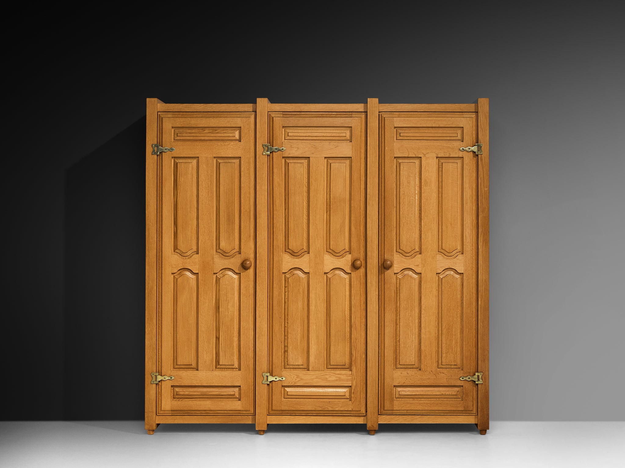 Guillerme & Chambron Highboard or Wardrobein Oak and Brass Case pieces and storage cabinets Morentz