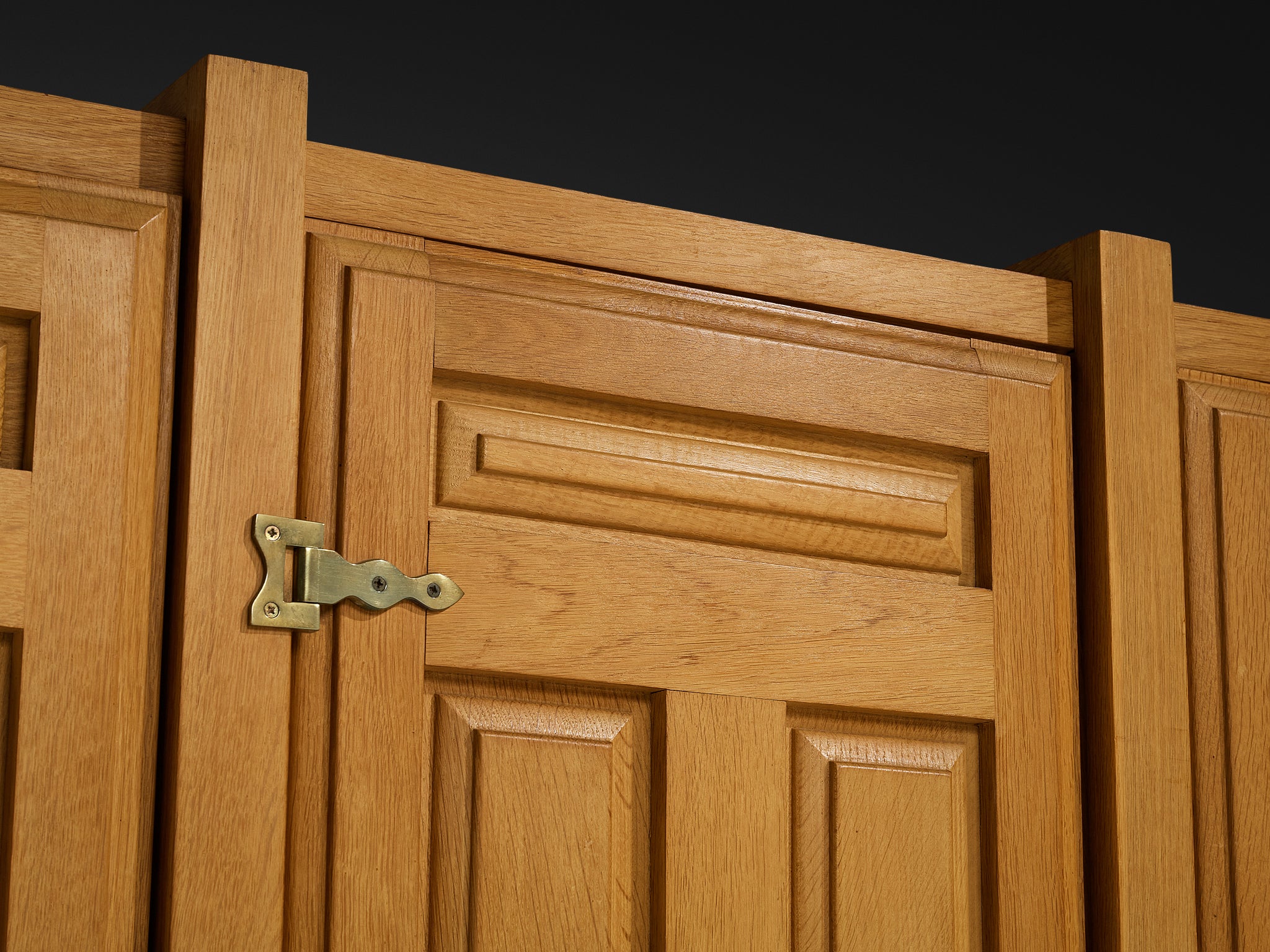 Guillerme & Chambron Highboard or Wardrobein Oak and Brass Case pieces and storage cabinets Morentz