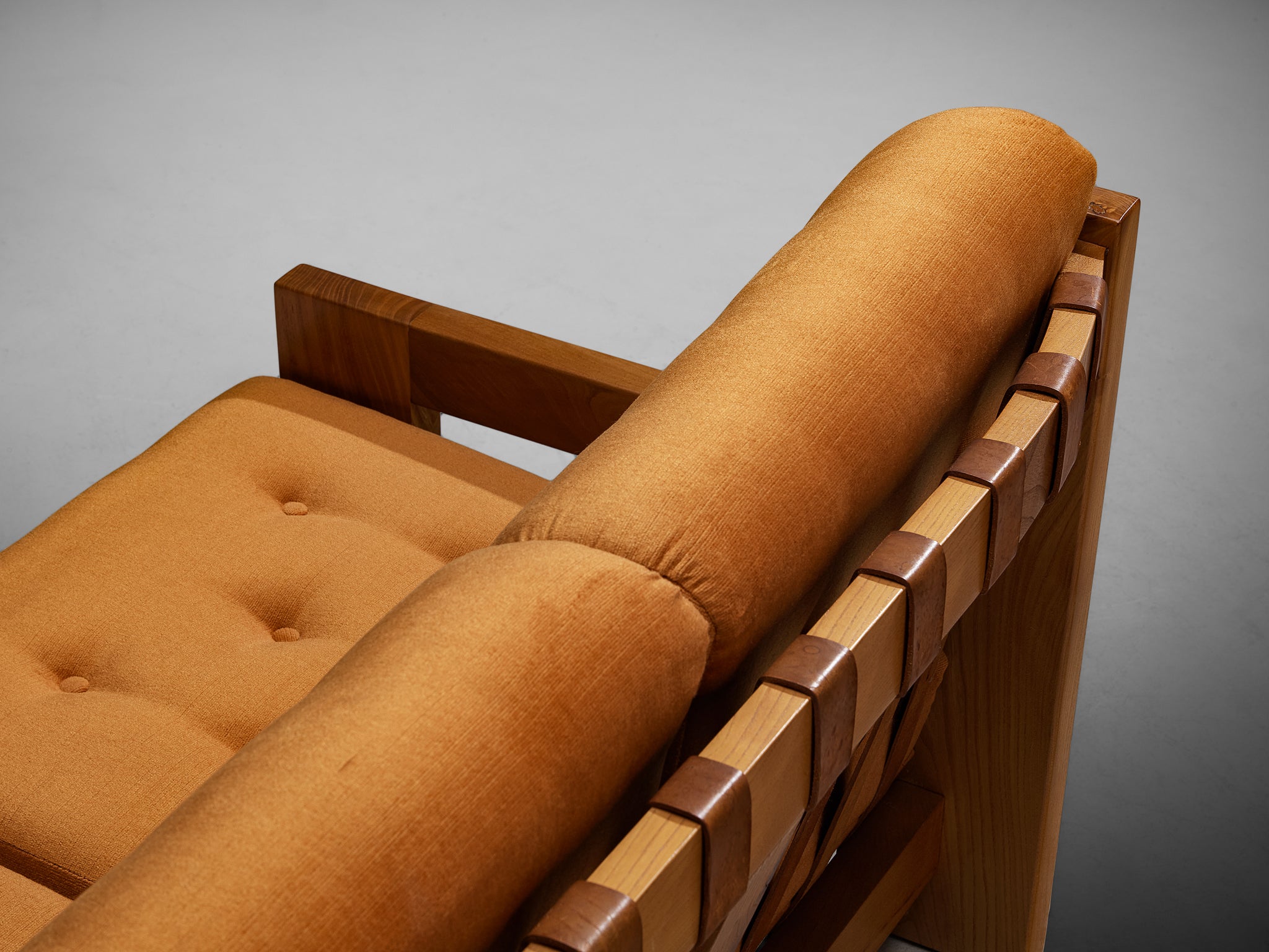 Mid-Century Modern French Sofa in Solid Elm