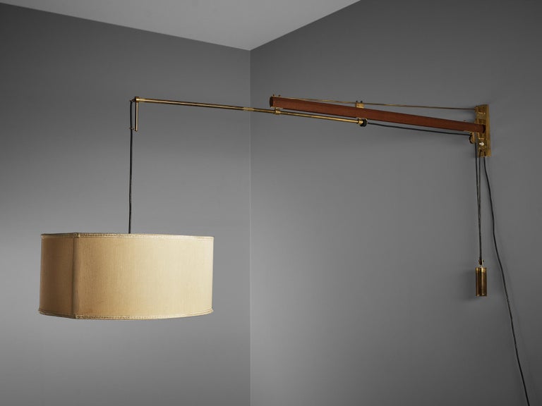 Tito Agnoli for O-Luce Wall Light in Teak and Brass