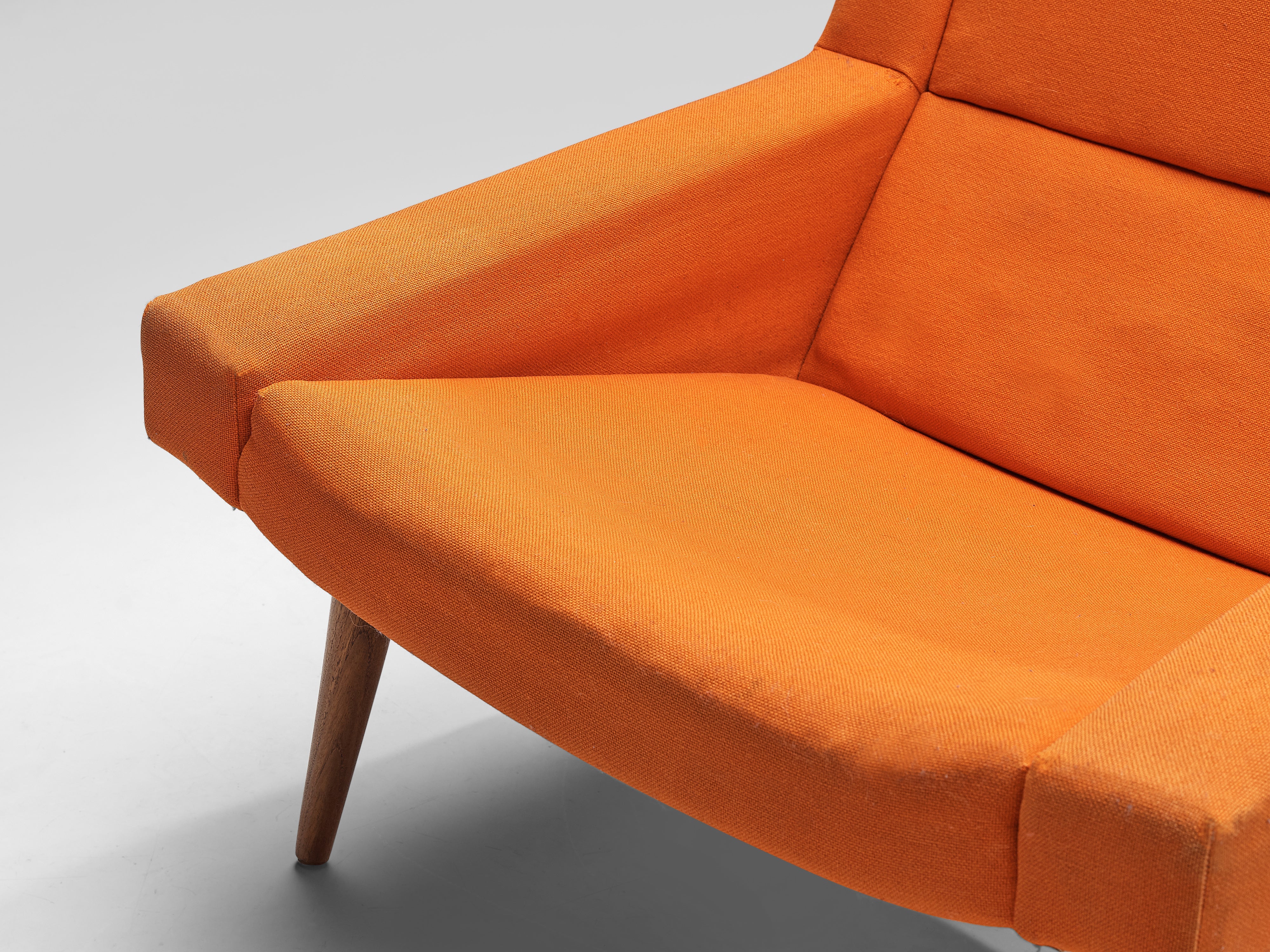Illum Wikkelsø Pair of Lounge Chairs in Teak and Grey Orange Upholstery seating Morentz