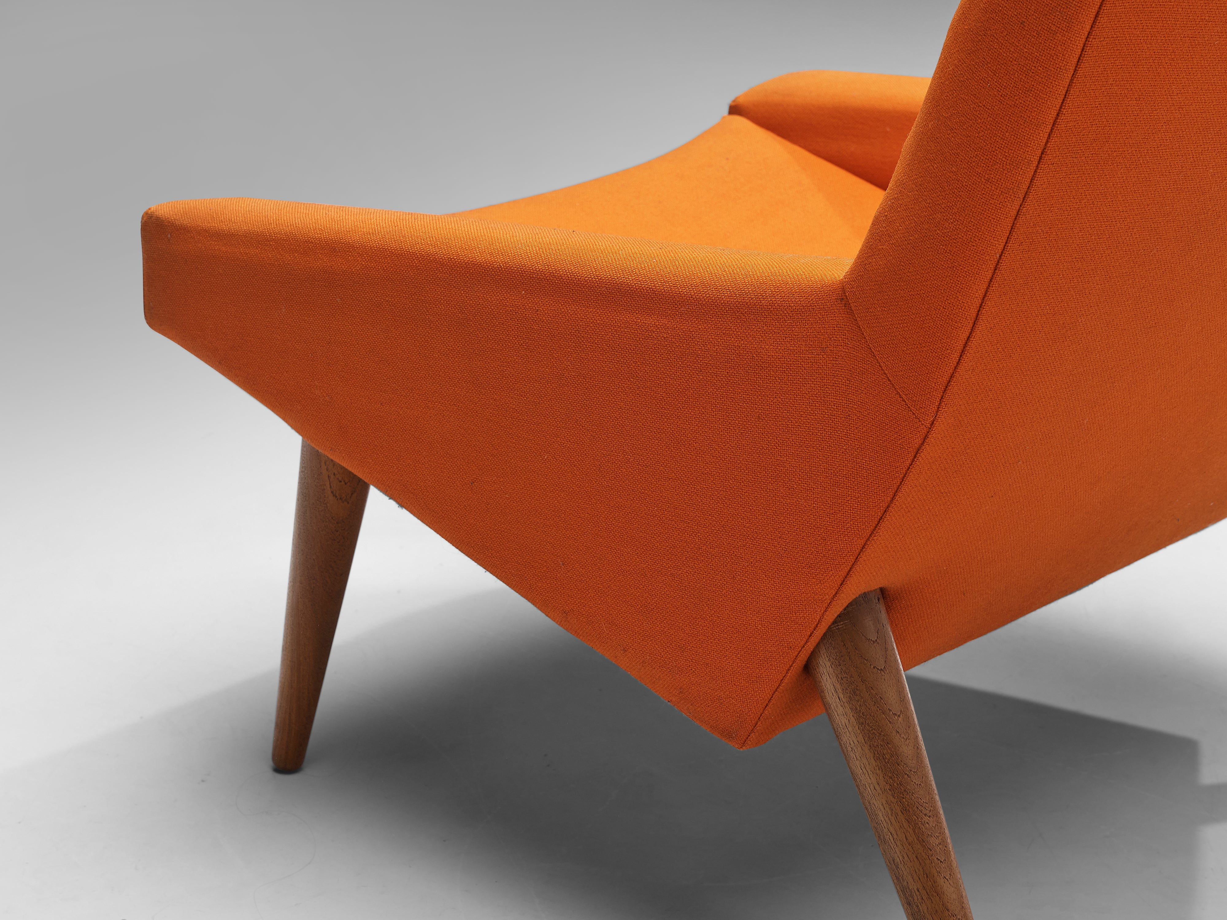 Illum Wikkelsø Pair of Lounge Chairs in Teak and Grey Orange Upholstery seating Morentz