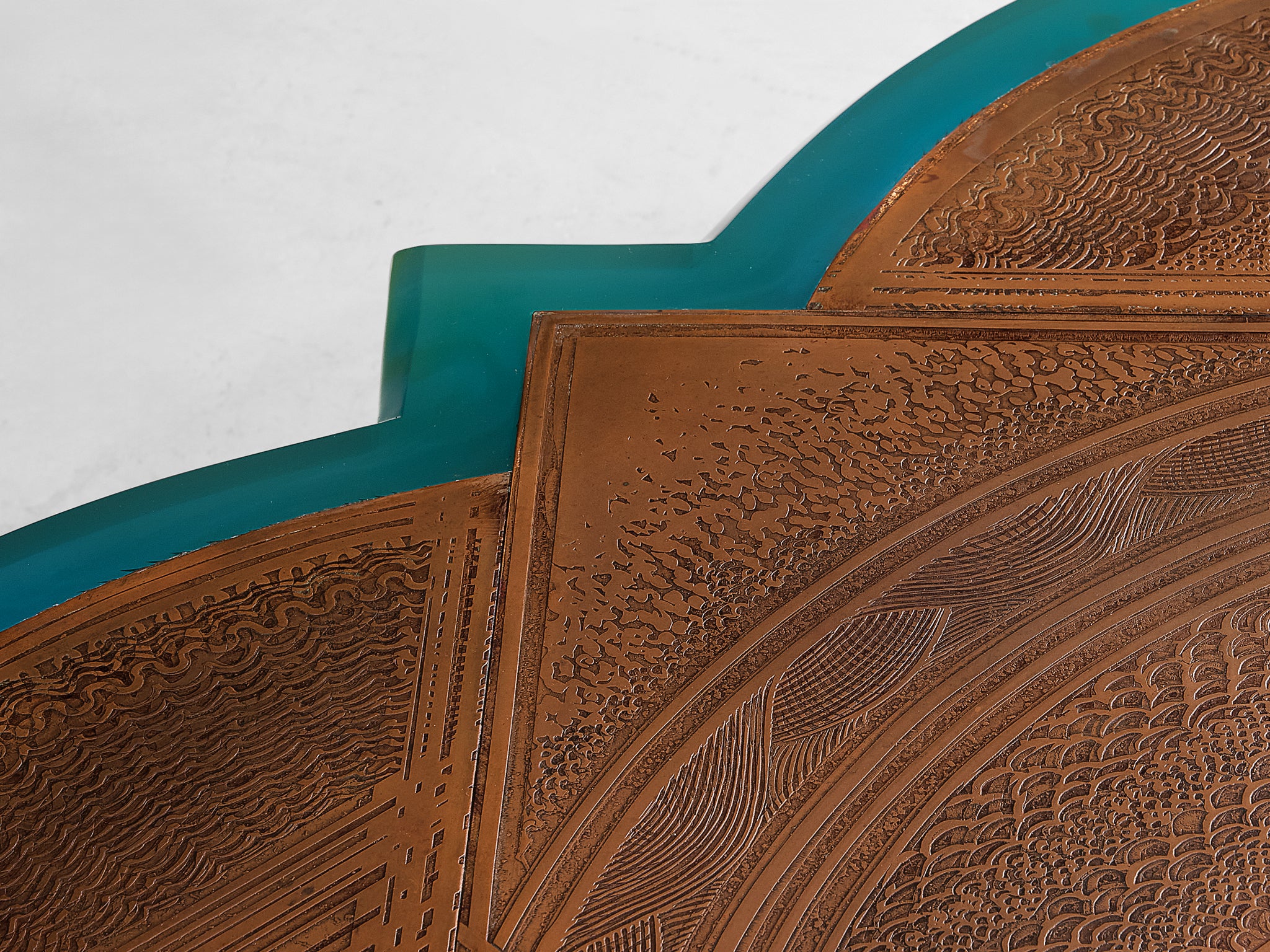 Armand Jonckers Unique Coffee Table in Green Resin and Copper Tables Morentz