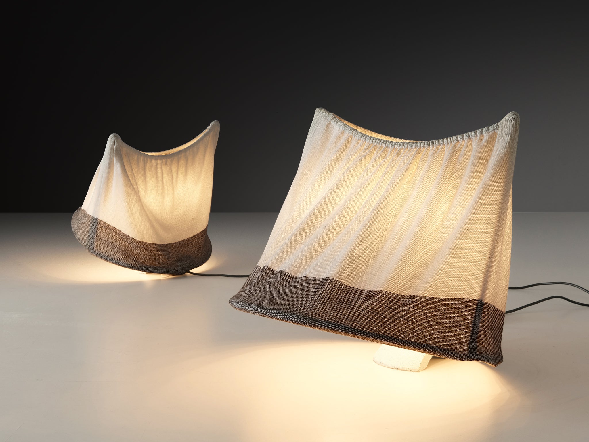 Mario Bellini for Artemide Table or Floor Lamps 'Circo' in Off-White Canvas Lighting Morentz