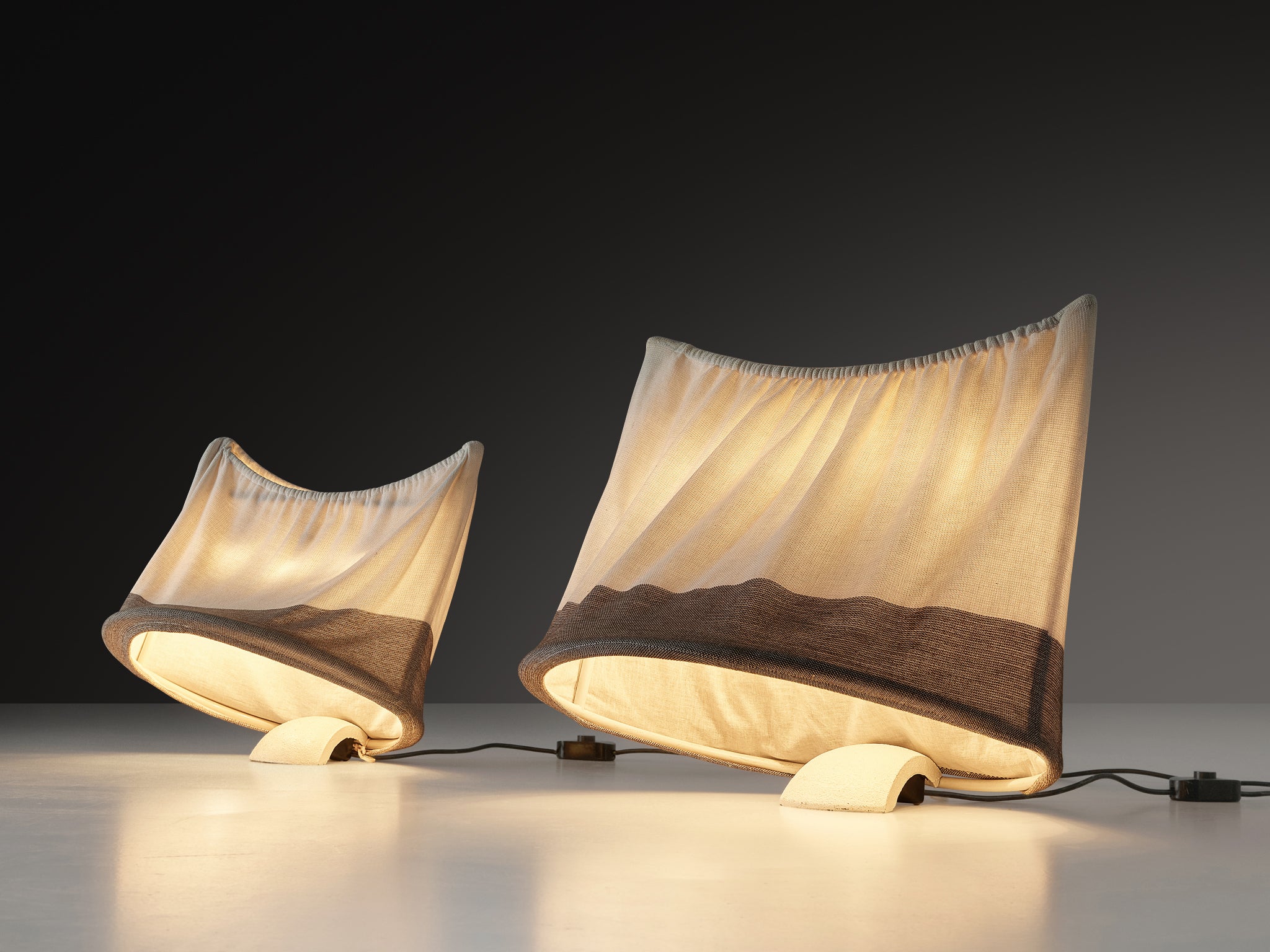 Mario Bellini for Artemide Table or Floor Lamps 'Circo' in Off-White Canvas Lighting Morentz