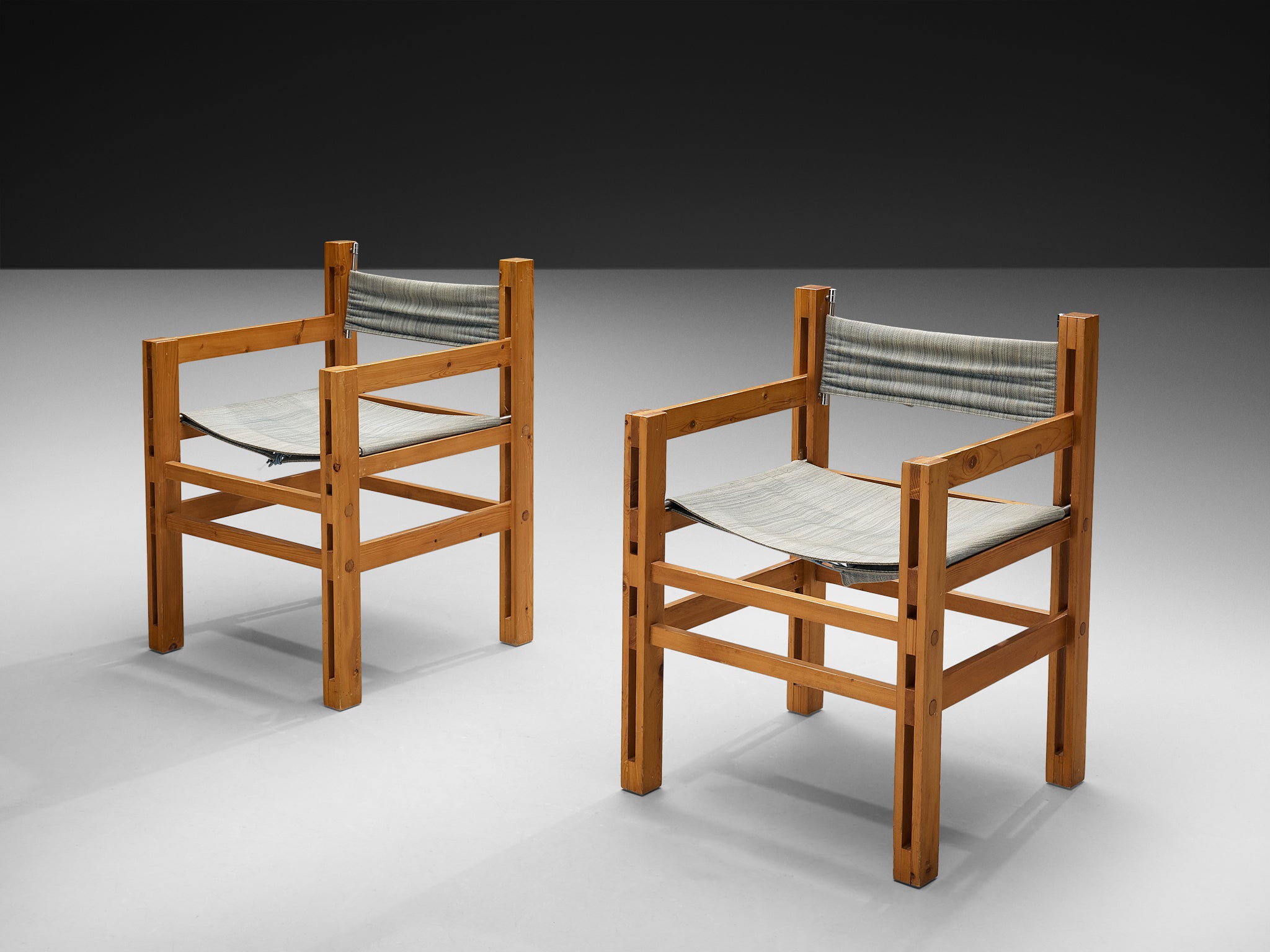 Italian Set of Six Armchairs in Pine with Light Blue Laced Backrest Seating Morentz