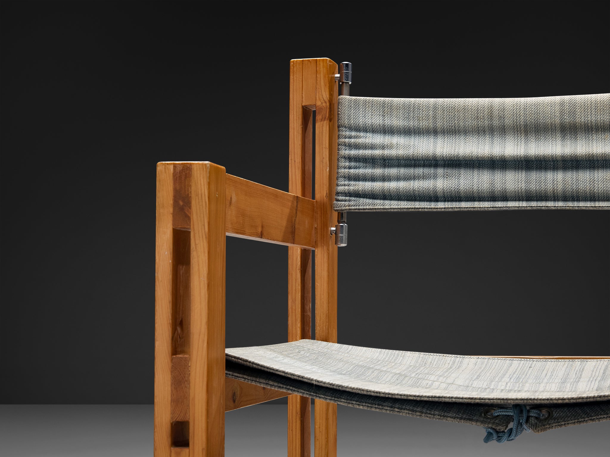 Italian Set of Six Armchairs in Pine with Light Blue Laced Backrest Seating Morentz