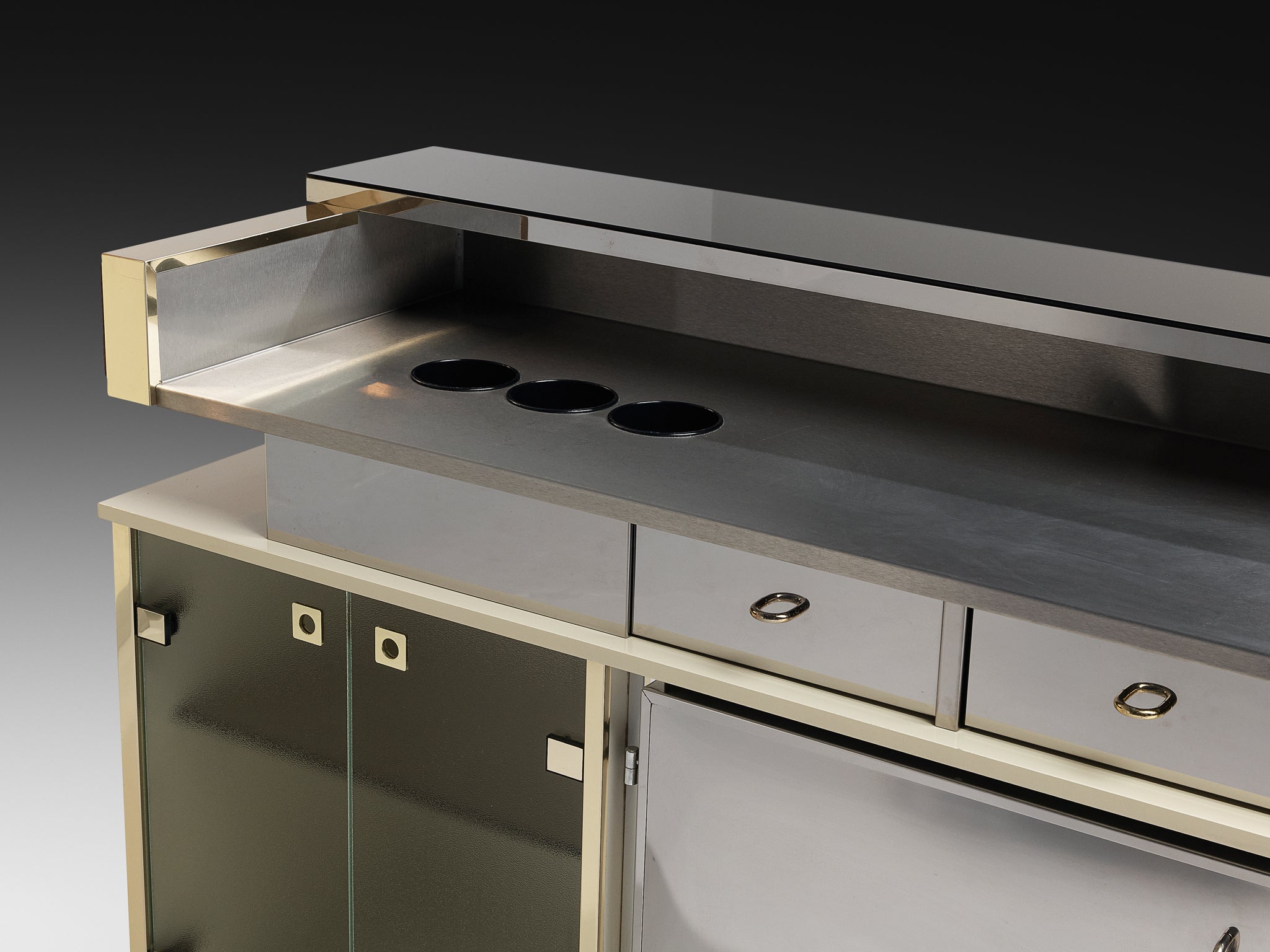 Hollywood Regency Bar Cabinet in the Style of Willy Rizzo Case pieces and storage cabinets Morentz