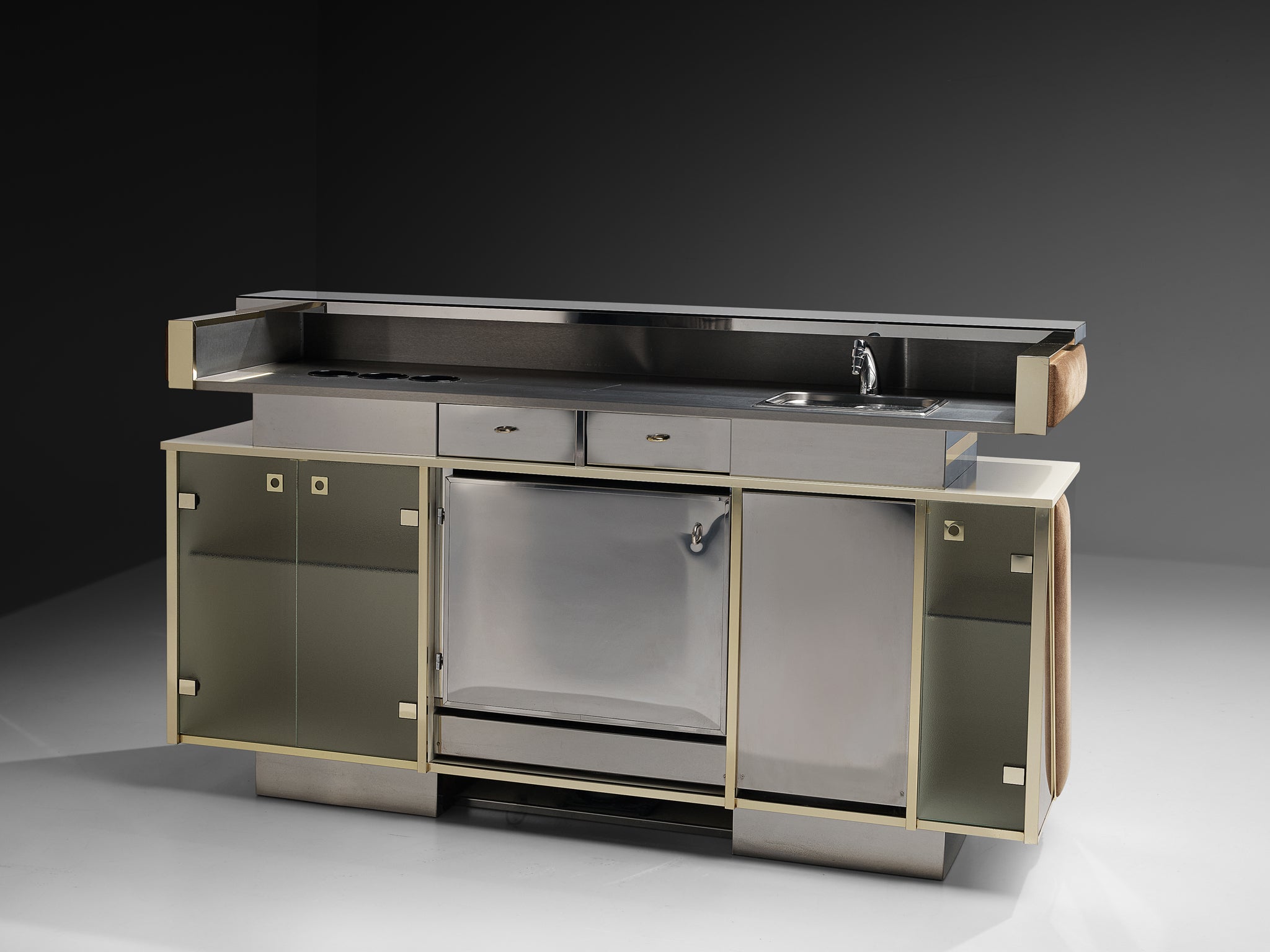 Hollywood Regency Bar Cabinet in the Style of Willy Rizzo Case pieces and storage cabinets Morentz