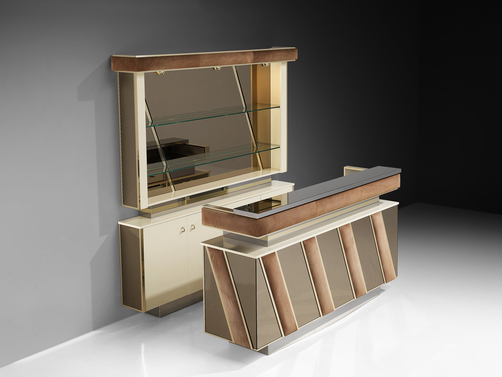 Hollywood Regency Bar Cabinet in the Style of Willy Rizzo Case pieces and storage cabinets Morentz