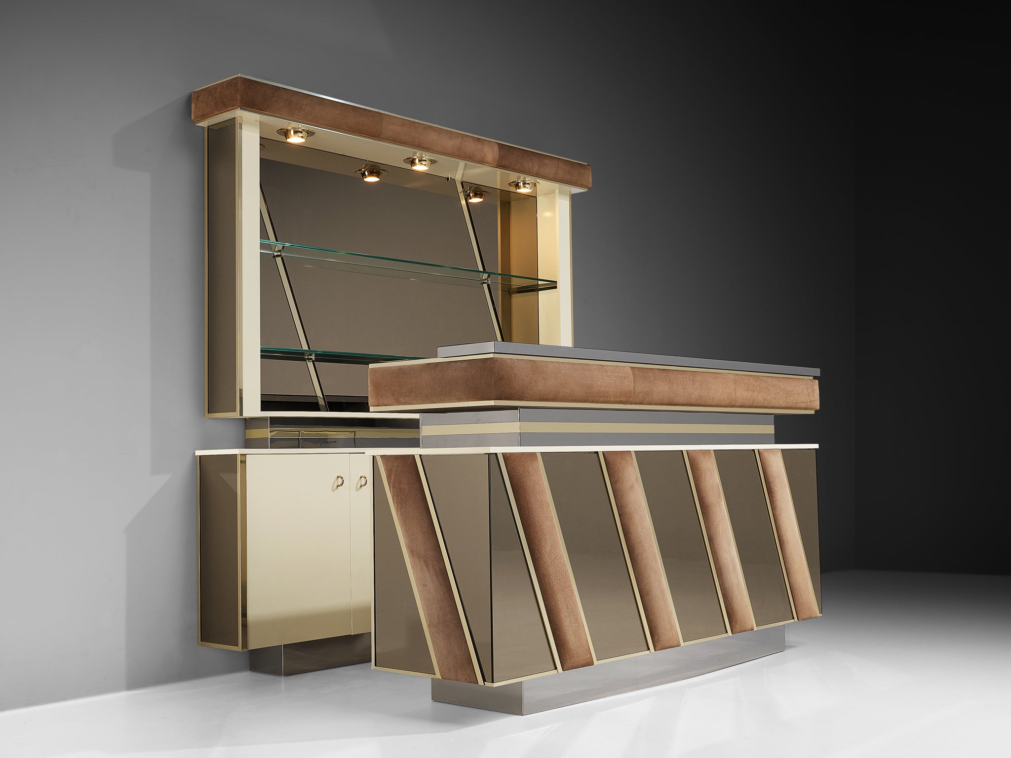 Hollywood Regency Bar Cabinet in the Style of Willy Rizzo Case pieces and storage cabinets Morentz