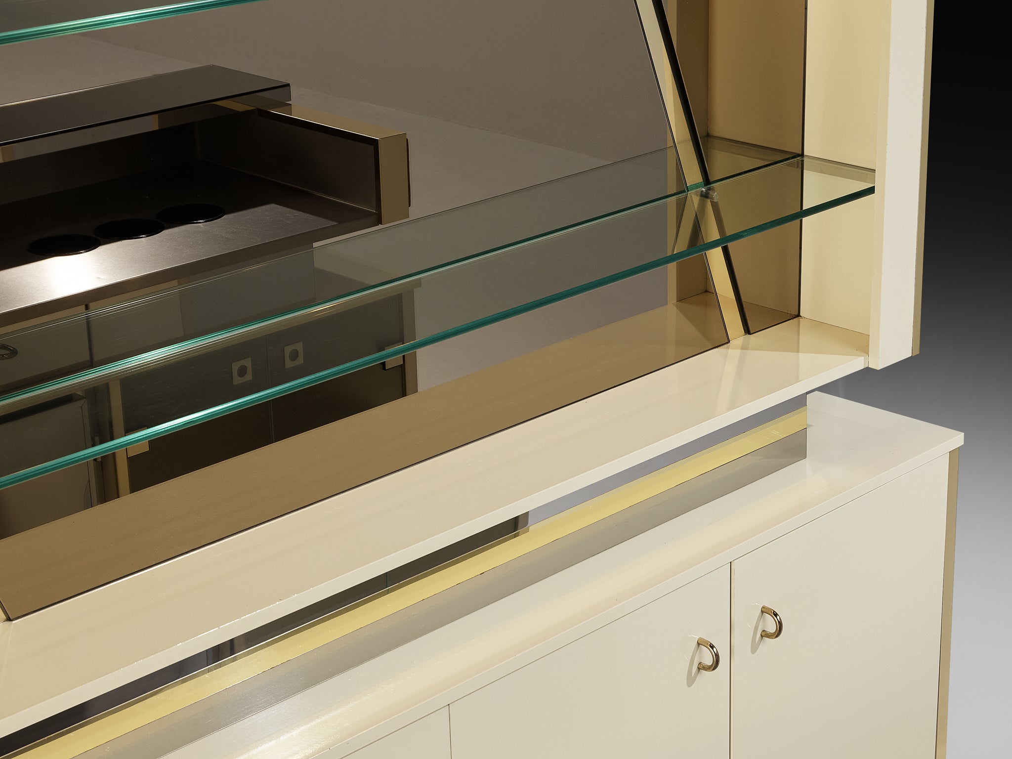 Hollywood Regency Bar Cabinet in the Style of Willy Rizzo Case pieces and storage cabinets Morentz