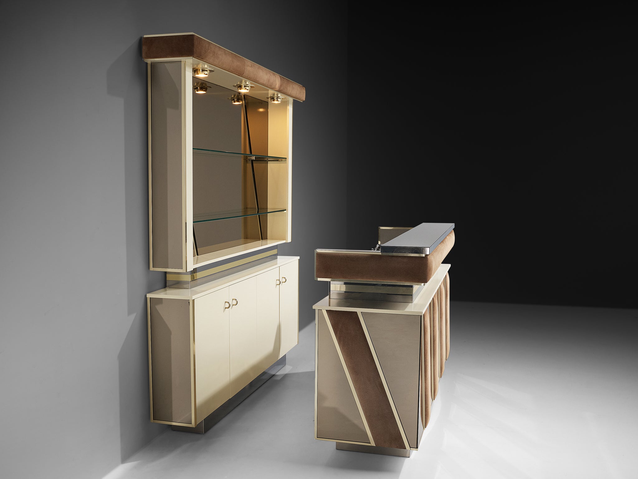 Hollywood Regency Bar Cabinet in the Style of Willy Rizzo Case pieces and storage cabinets Morentz