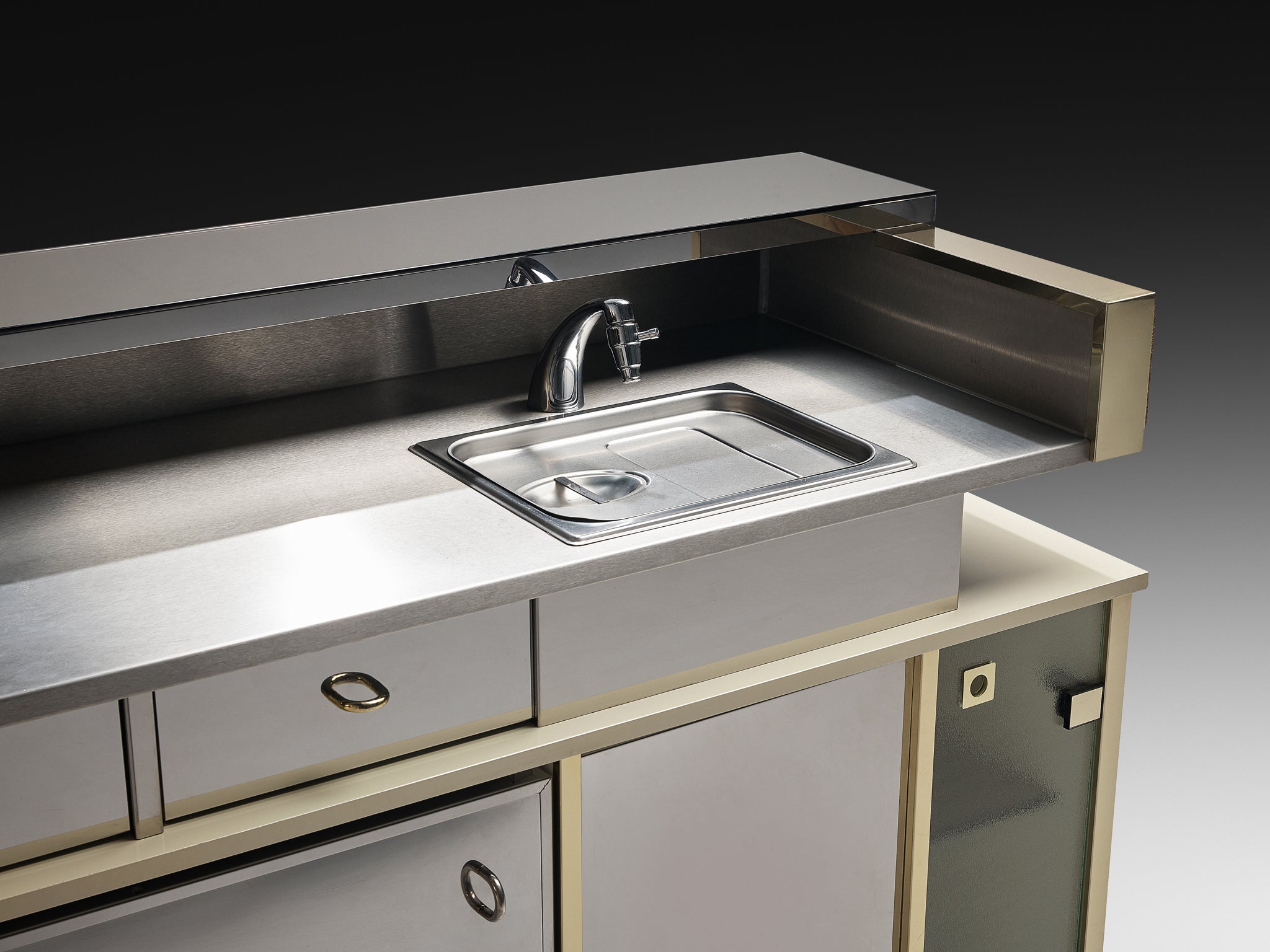 Hollywood Regency Bar Cabinet in the Style of Willy Rizzo Case pieces and storage cabinets Morentz