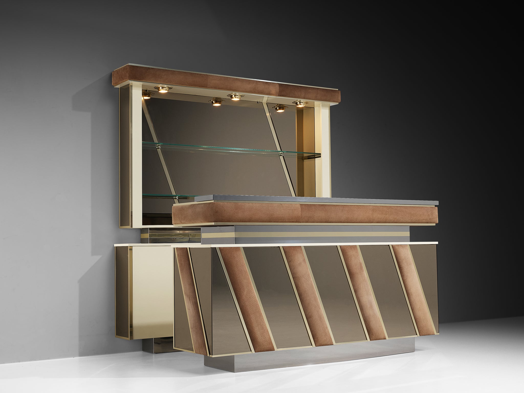 Hollywood Regency Bar Cabinet in the Style of Willy Rizzo Case pieces and storage cabinets Morentz