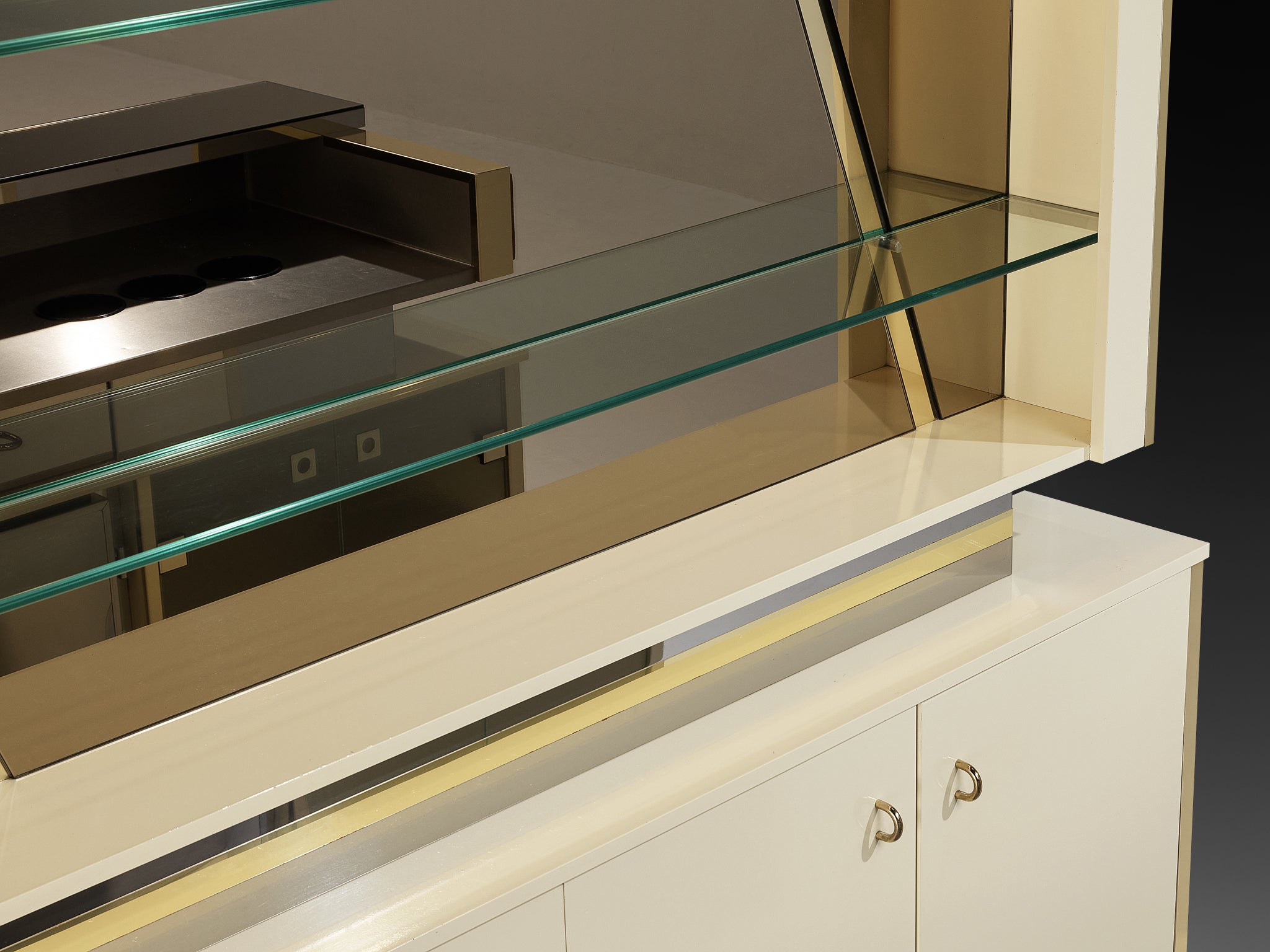 Hollywood Regency Bar Cabinet in the Style of Willy Rizzo Case pieces and storage cabinets Morentz