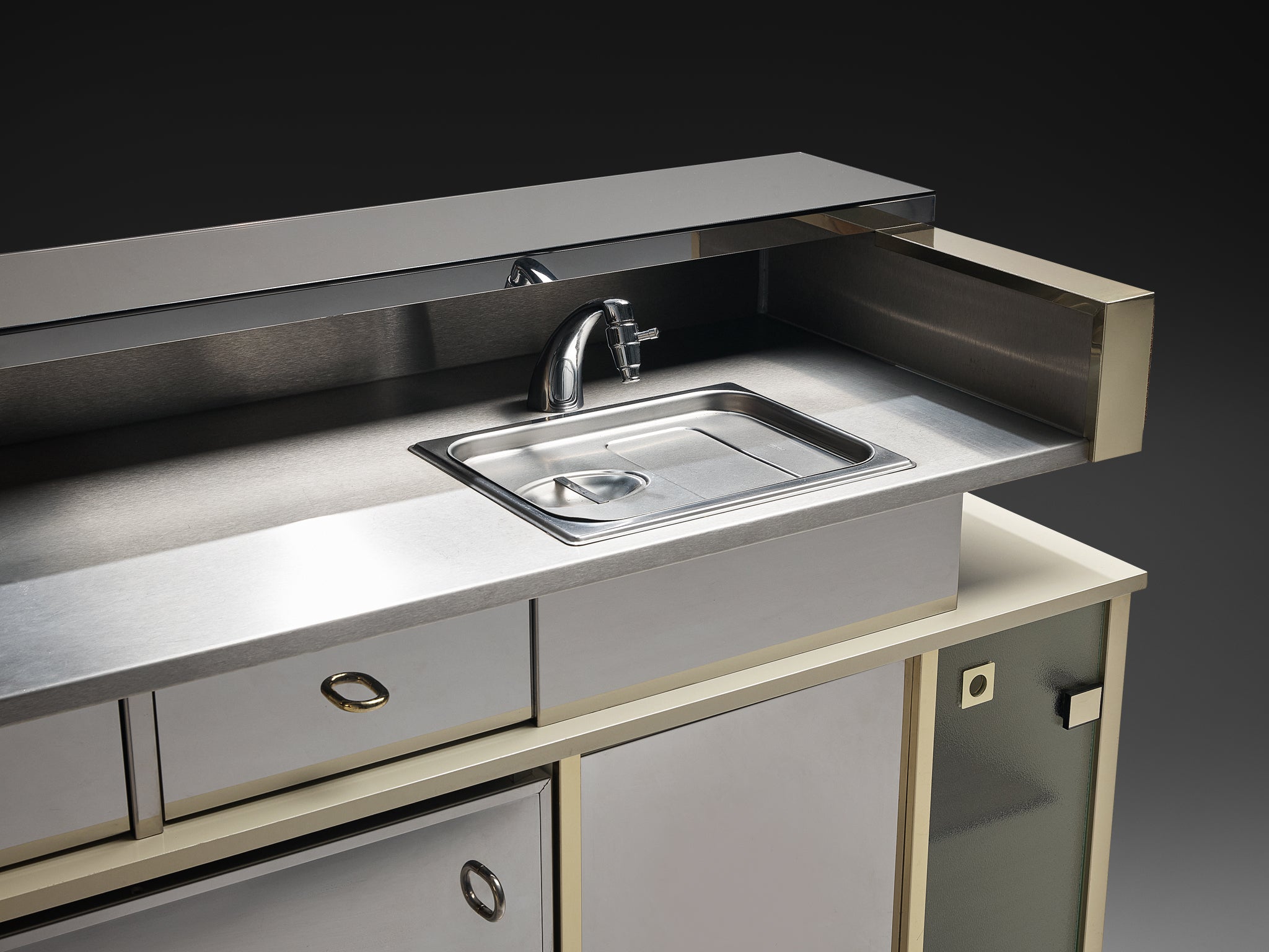 Hollywood Regency Bar Cabinet in the Style of Willy Rizzo Case pieces and storage cabinets Morentz