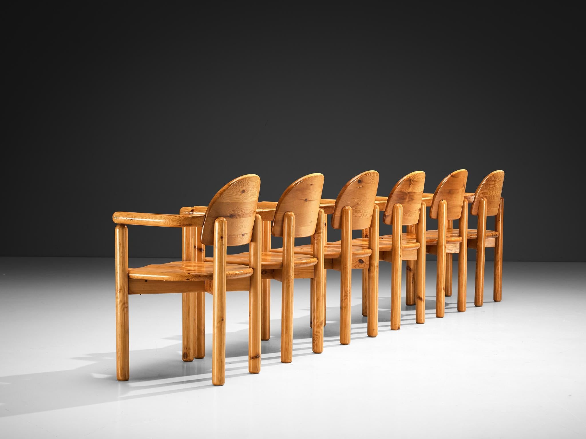 Rainer Daumiller Set of Six Dining Chairs in Solid Pine seating Morentz