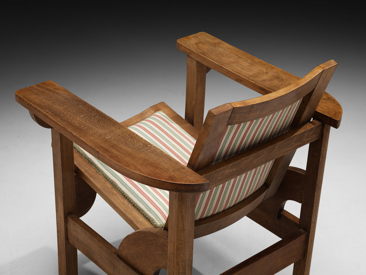 Pierre Dariel Pair of 'Hendaye' Armchairs in Wood Seating Morentz