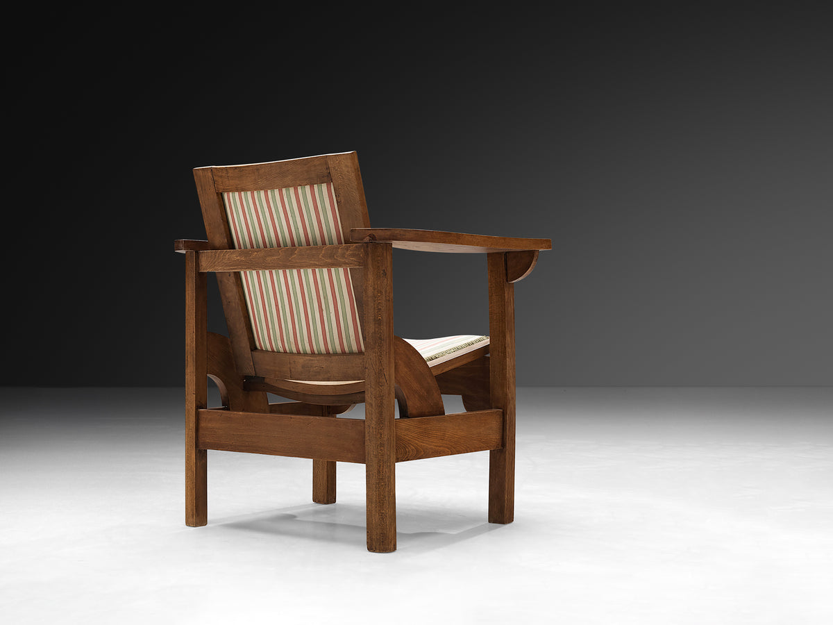 Pierre Dariel Pair of 'Hendaye' Armchairs in Wood Seating Morentz