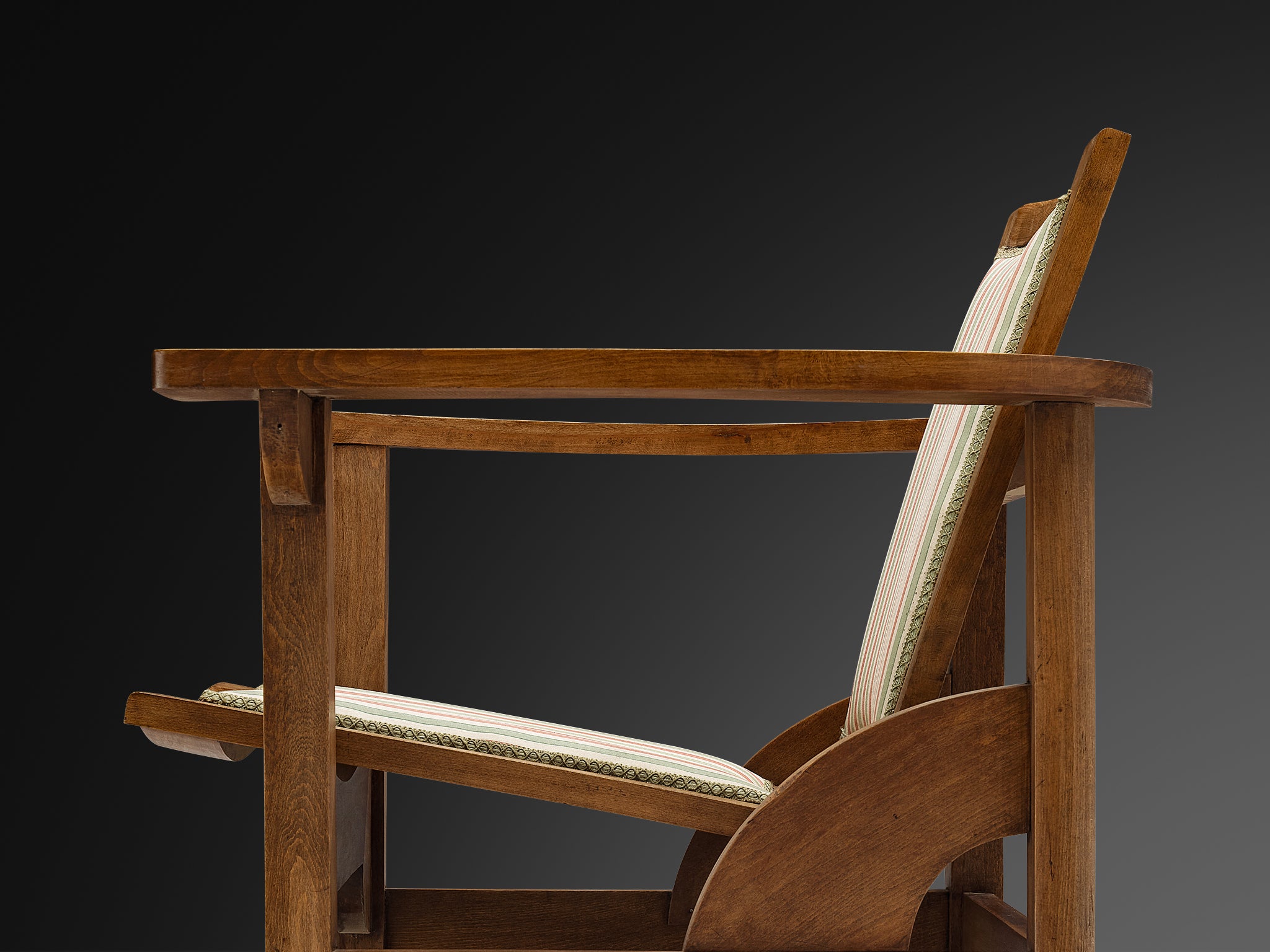 Pierre Dariel Pair of 'Hendaye' Armchairs in Wood Seating Morentz
