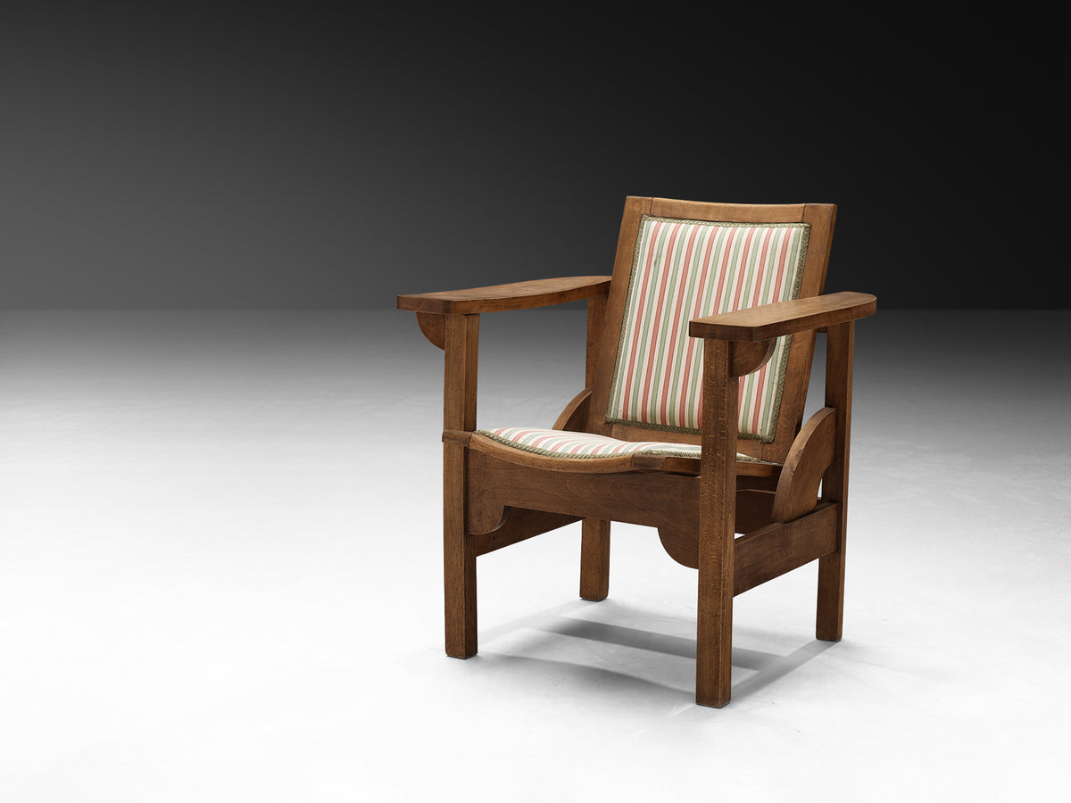 Pierre Dariel Pair of 'Hendaye' Armchairs in Wood Seating Morentz