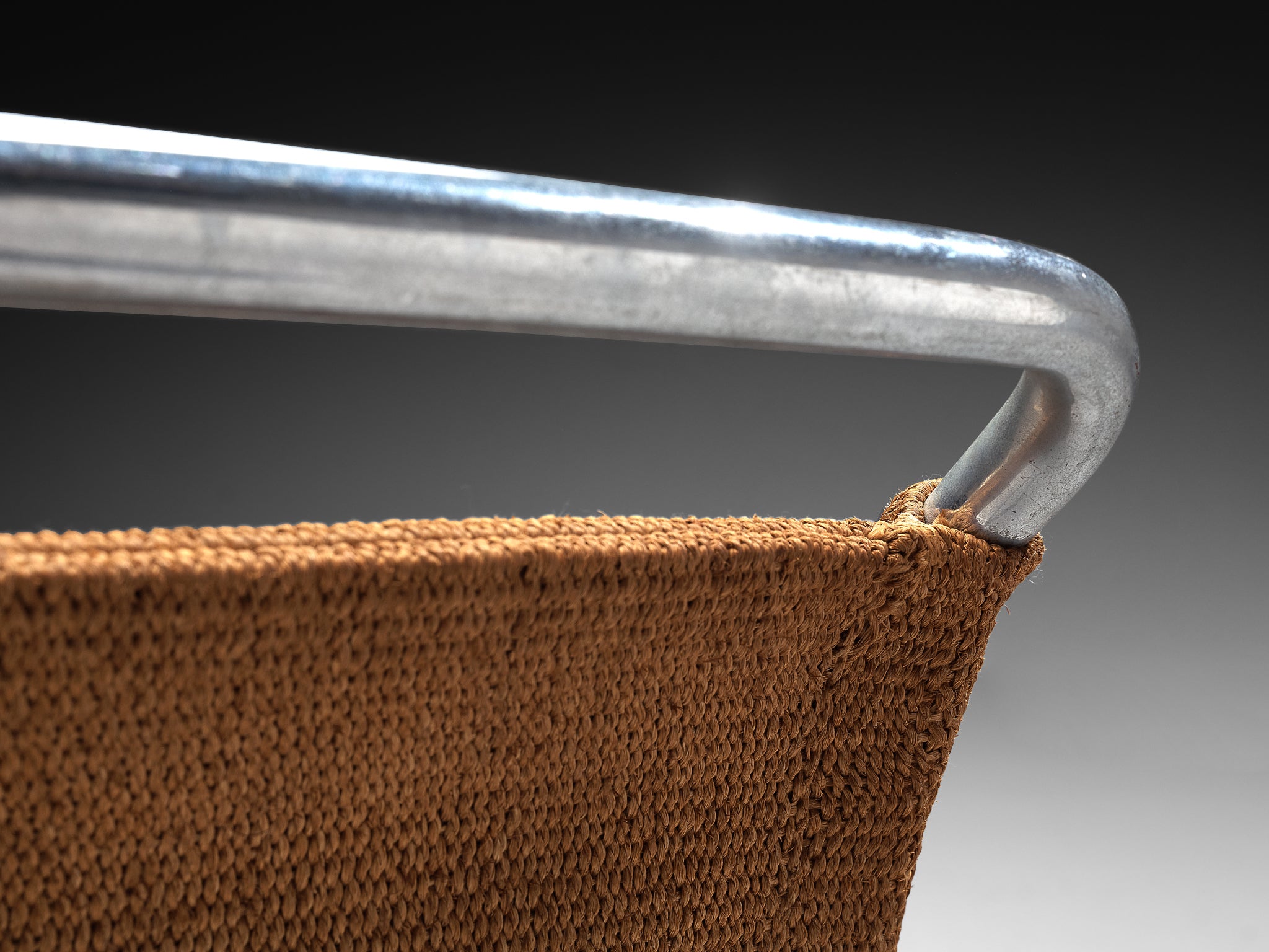 Bas van Pelt Patinated Tubular Armchair in Brown Sisal Seating Morentz