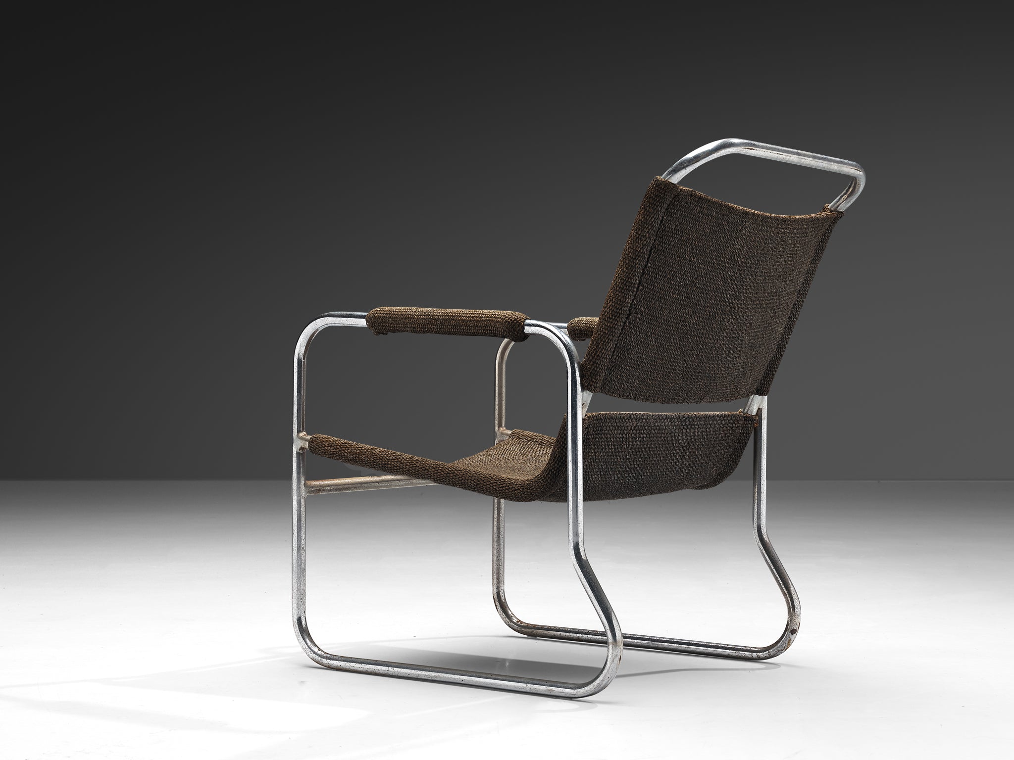 Bas Van Pelt Tubular Armchair in Original Sisal Seating Morentz