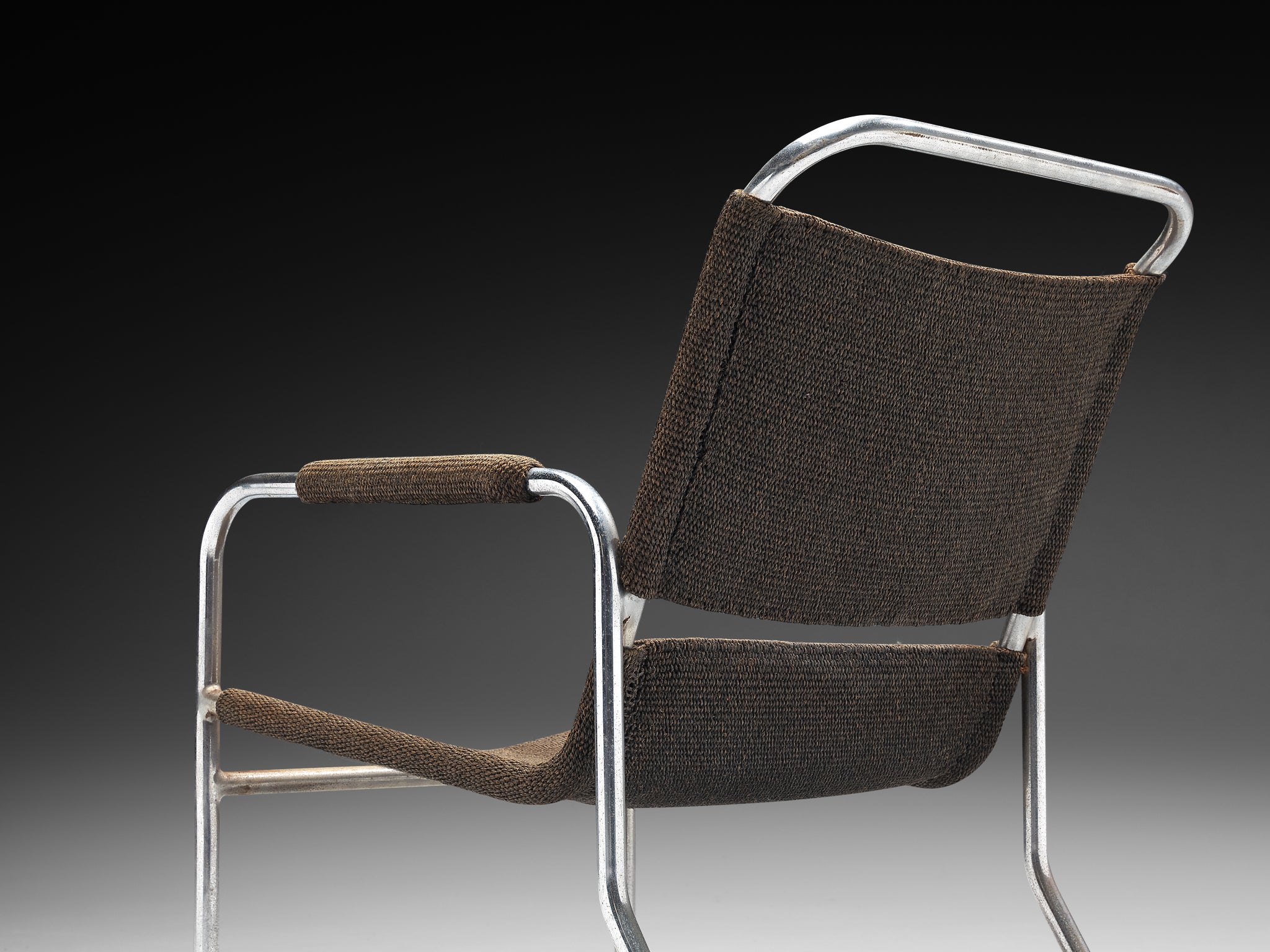 Bas Van Pelt Tubular Armchair in Original Sisal Seating Morentz