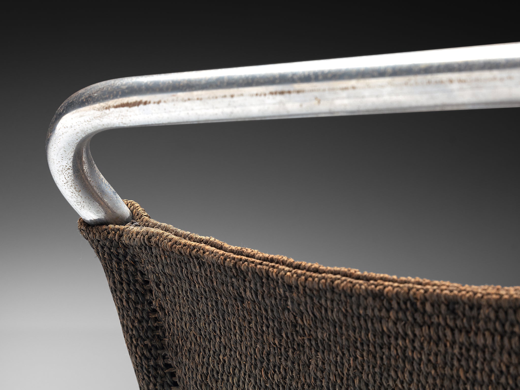 Bas Van Pelt Tubular Armchair in Original Sisal Seating Morentz